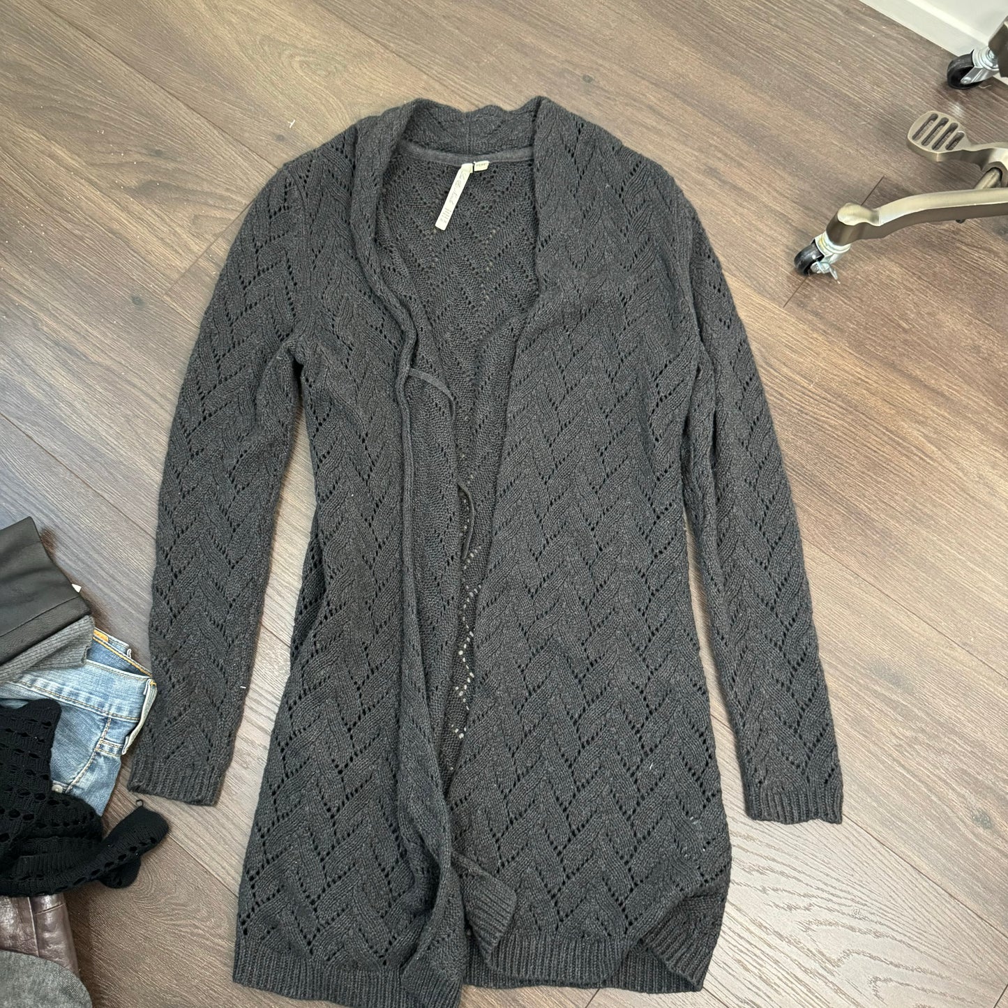 Open Front Tie Up Maxi Cardigan