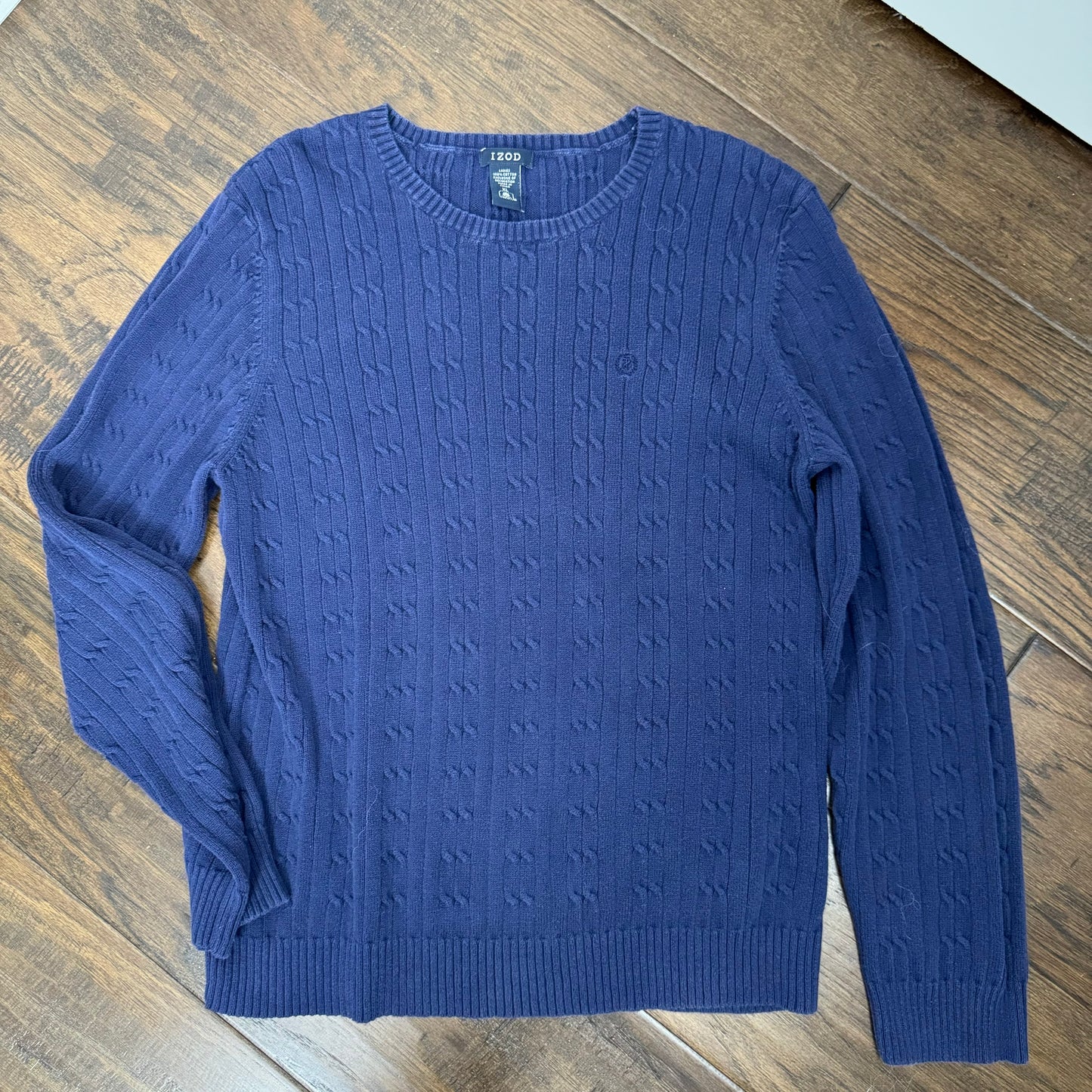 Navy Cable Knit Crewneck Sweater