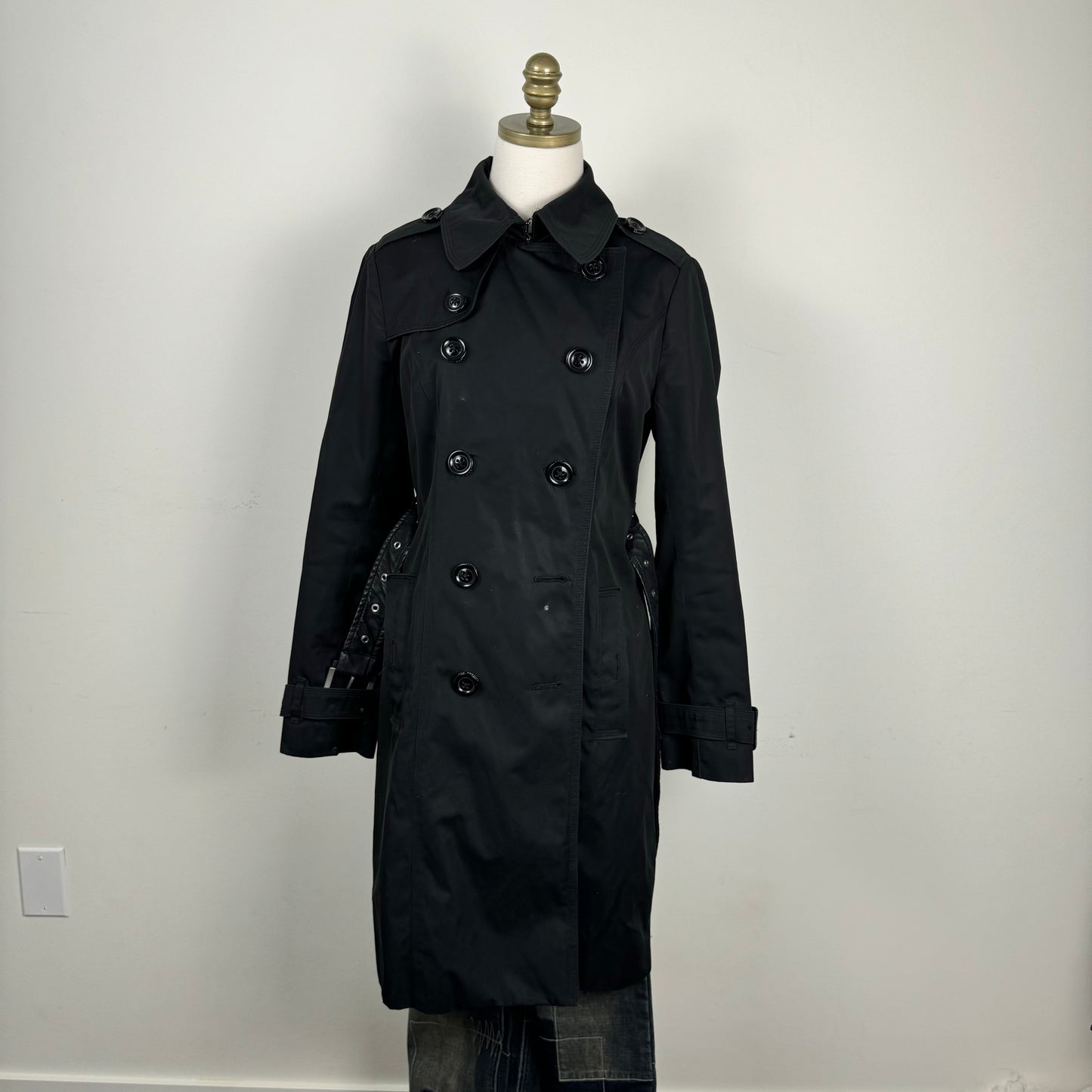 London Fog Black Double Breasted Trench Coat