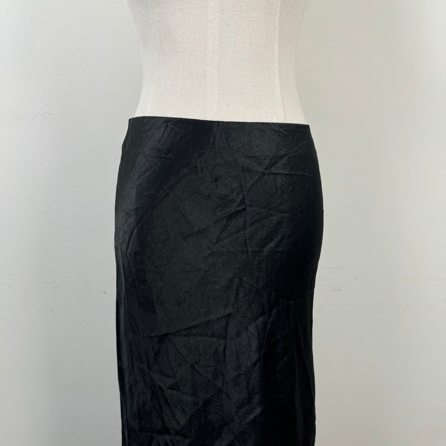Black Satin Midi Skirt