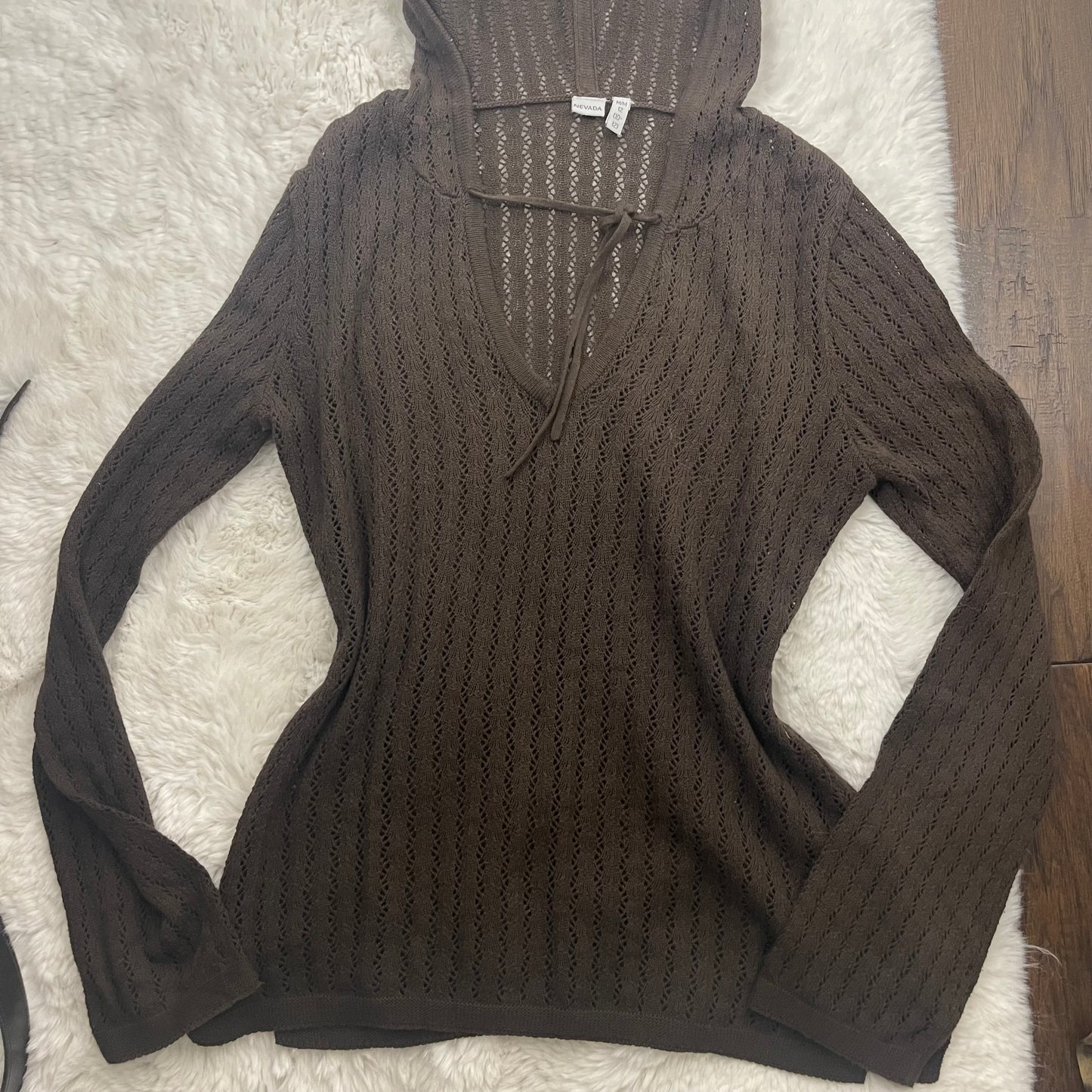 Vintage Brown Boho Hooded Sweater