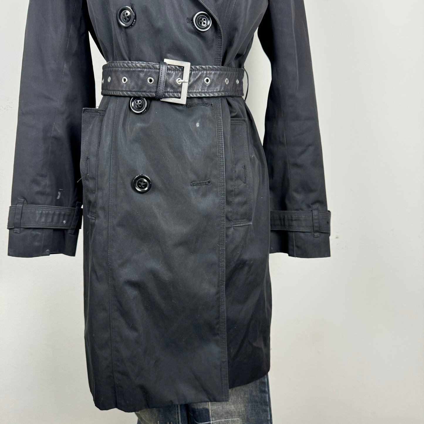 London Fog Black Double Breasted Trench Coat