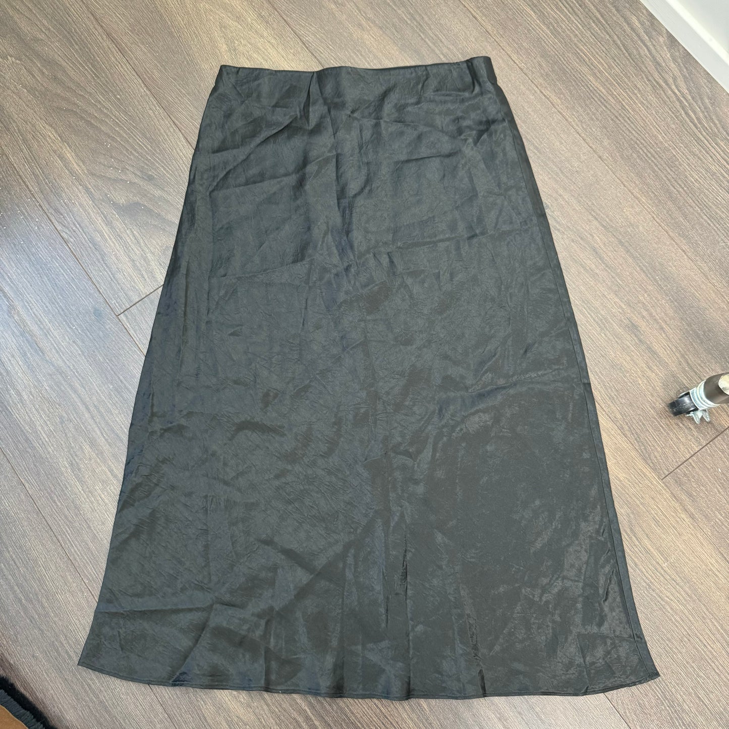 Black Satin Midi Skirt