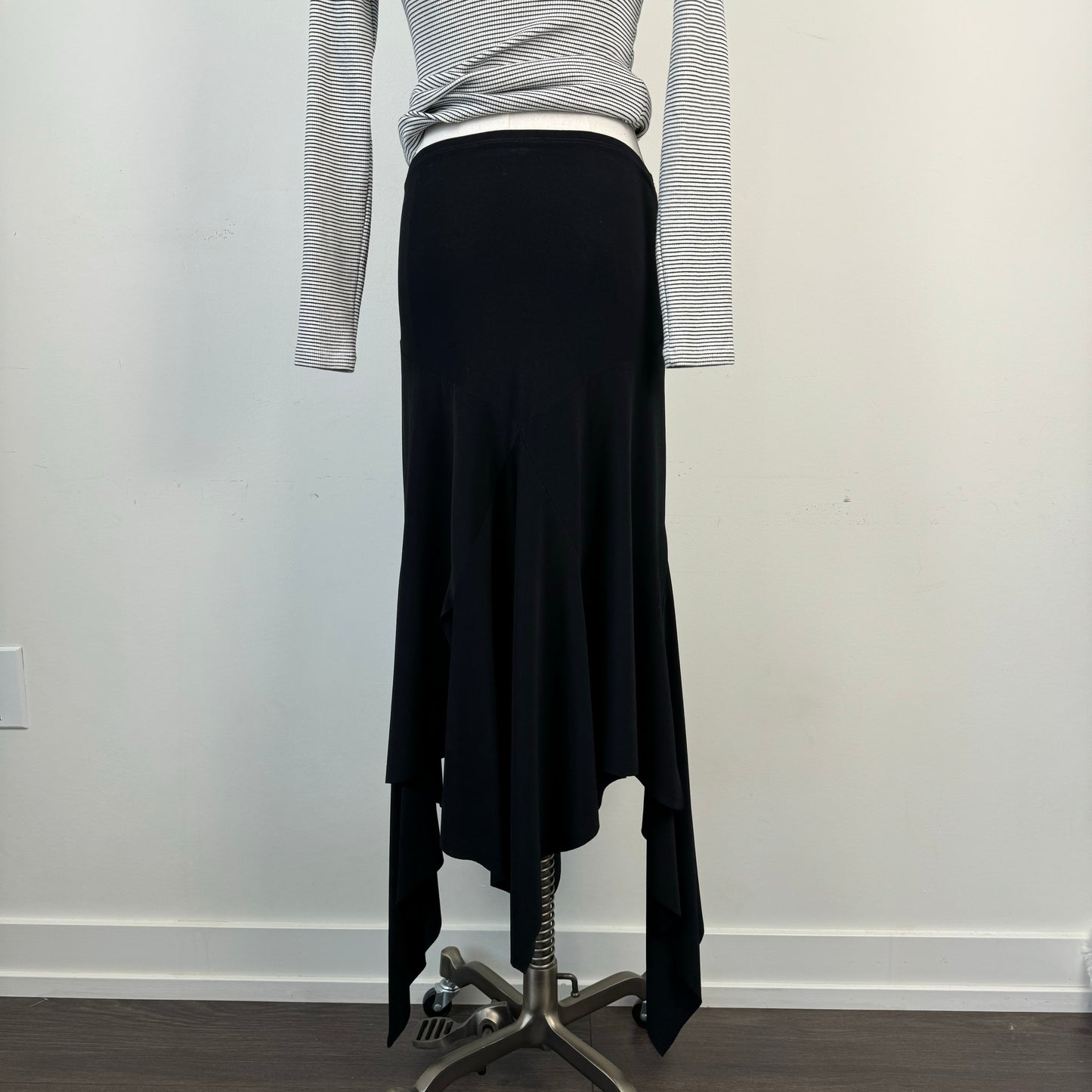 Vintage Black Asymmetric Midi Skirt