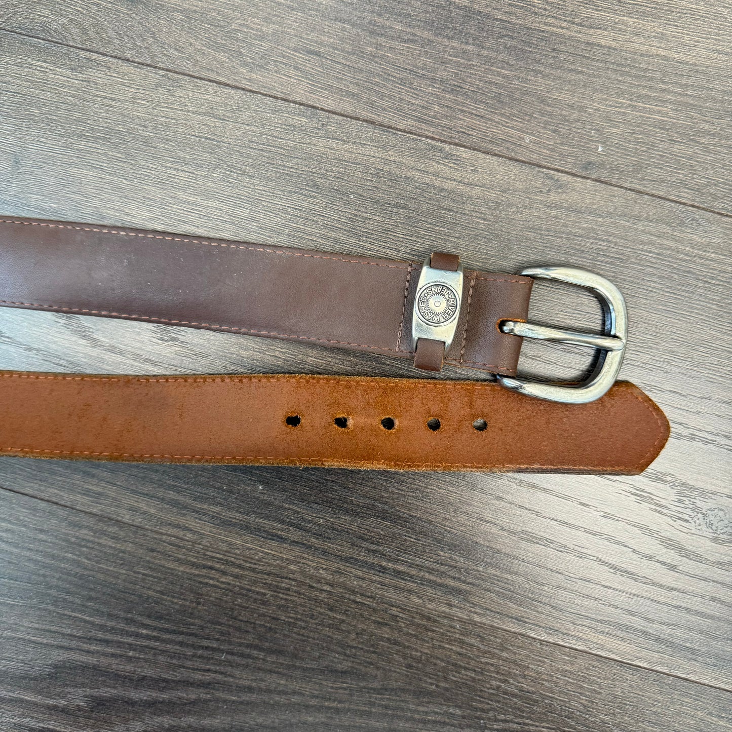 Brown Leather Silver Buckle Belt