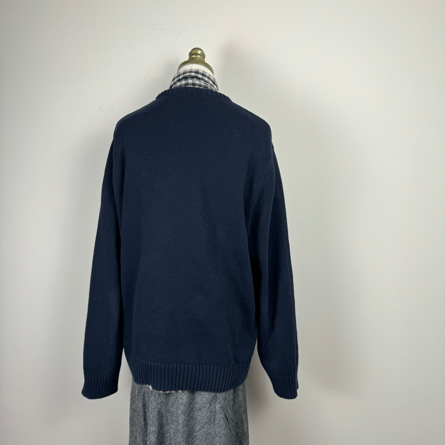 Retro Navy Oversized Crewneck Sweater