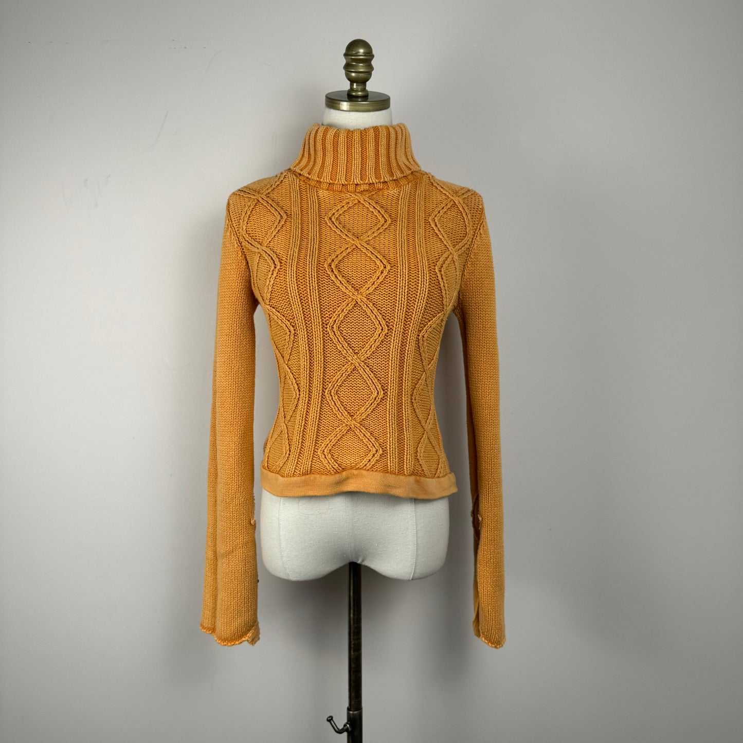 Vintage Faded Cable Knit Turtleneck Sweater