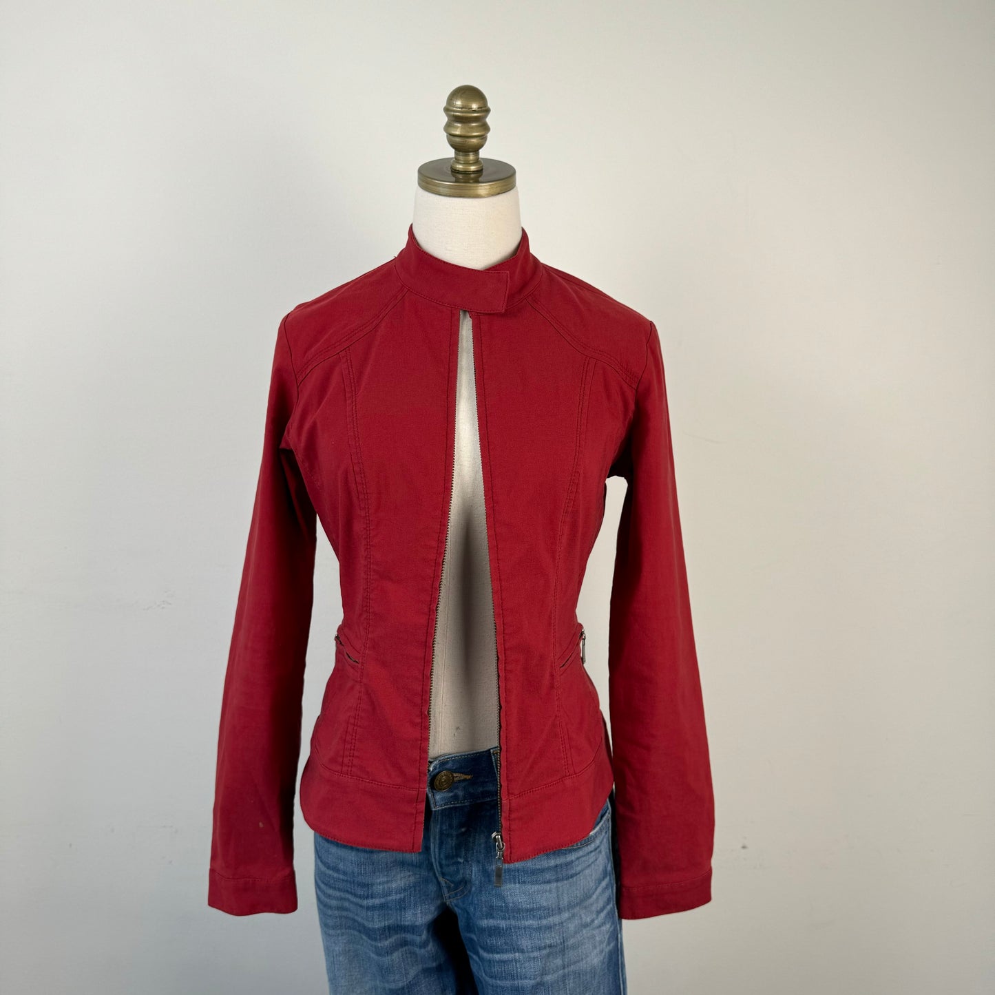 Red Fitted Moto Jacket