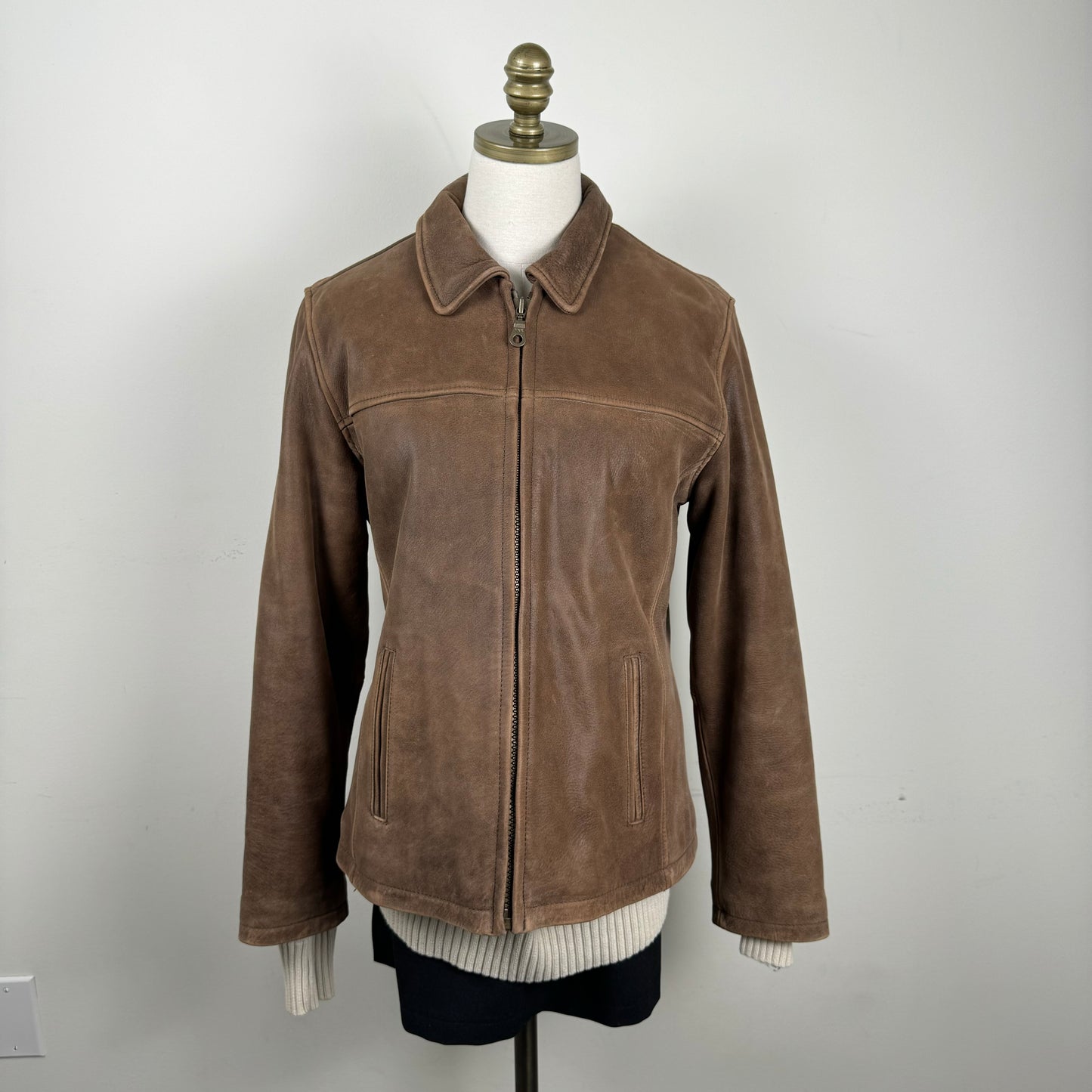 Vintage Genuine Suede Leather Zip Jacket