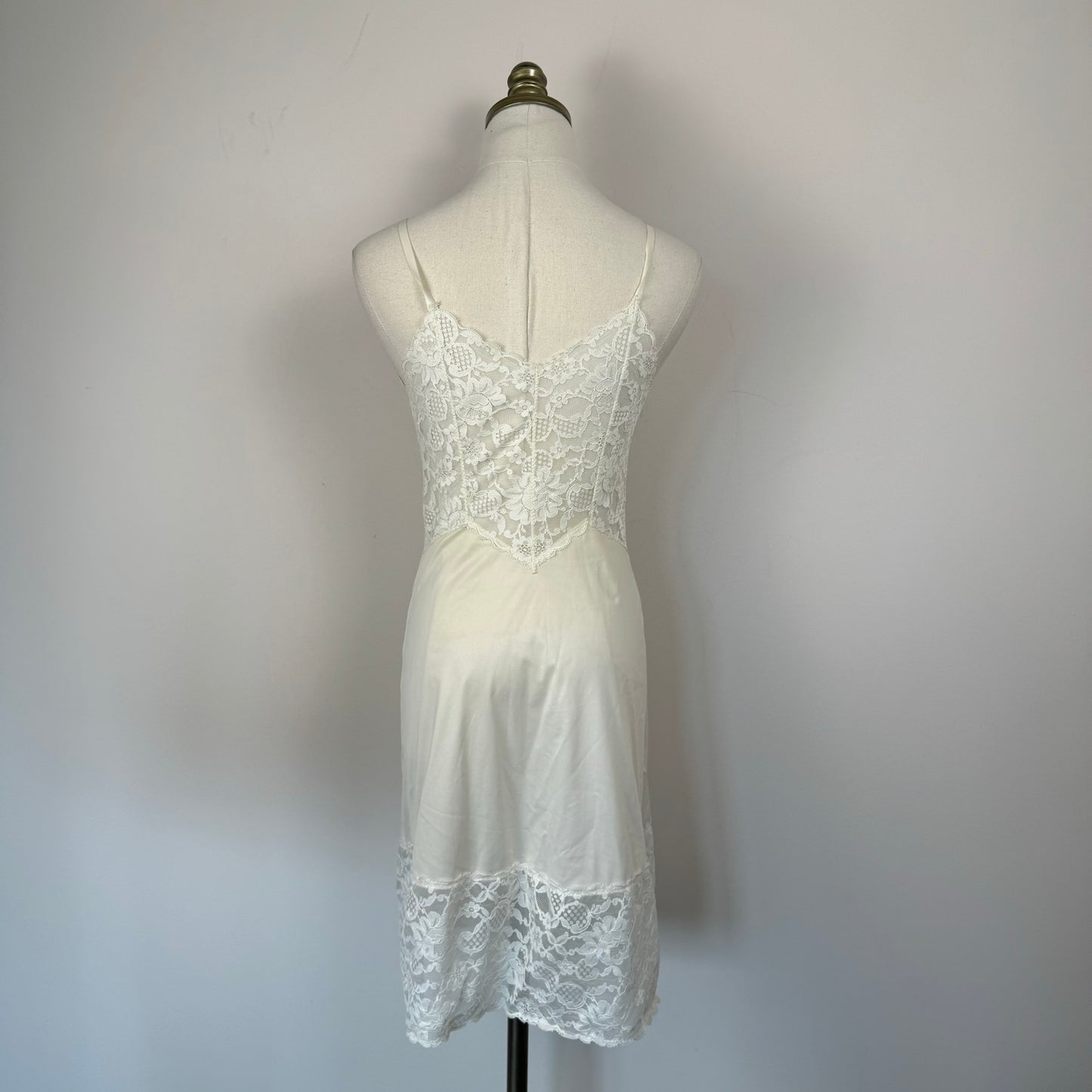 Vanity Fair Cream Lace Satin Slip Dress