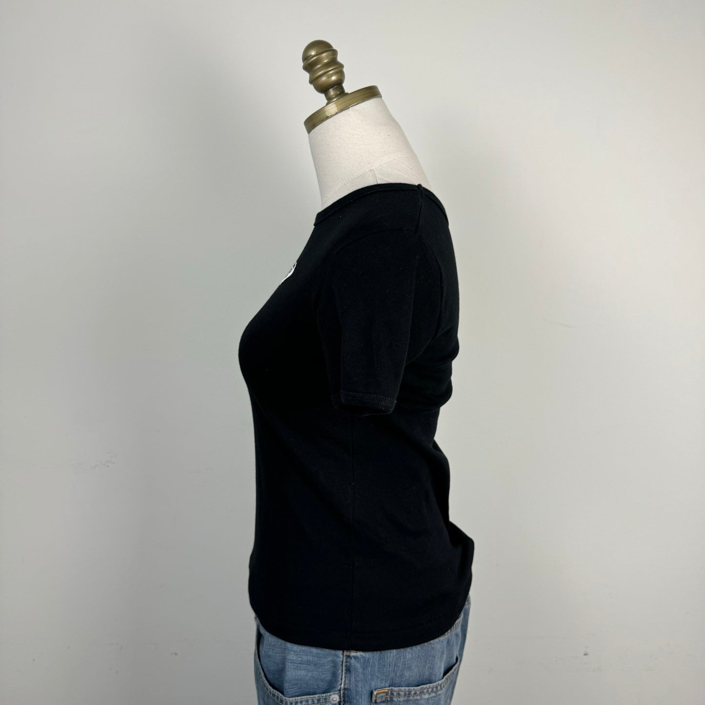 Black Graphic Fitted Baby Tee