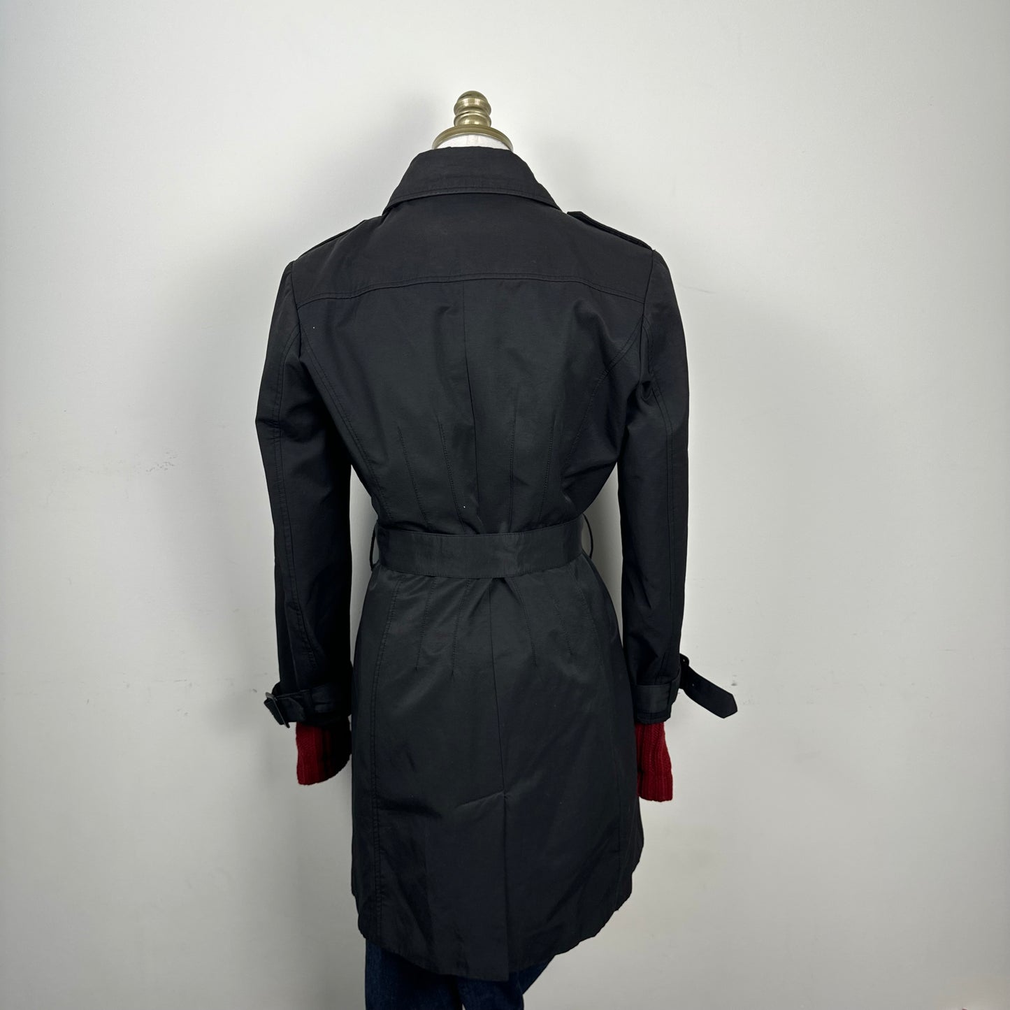 Vintage Black Double Breasted Trench Coat