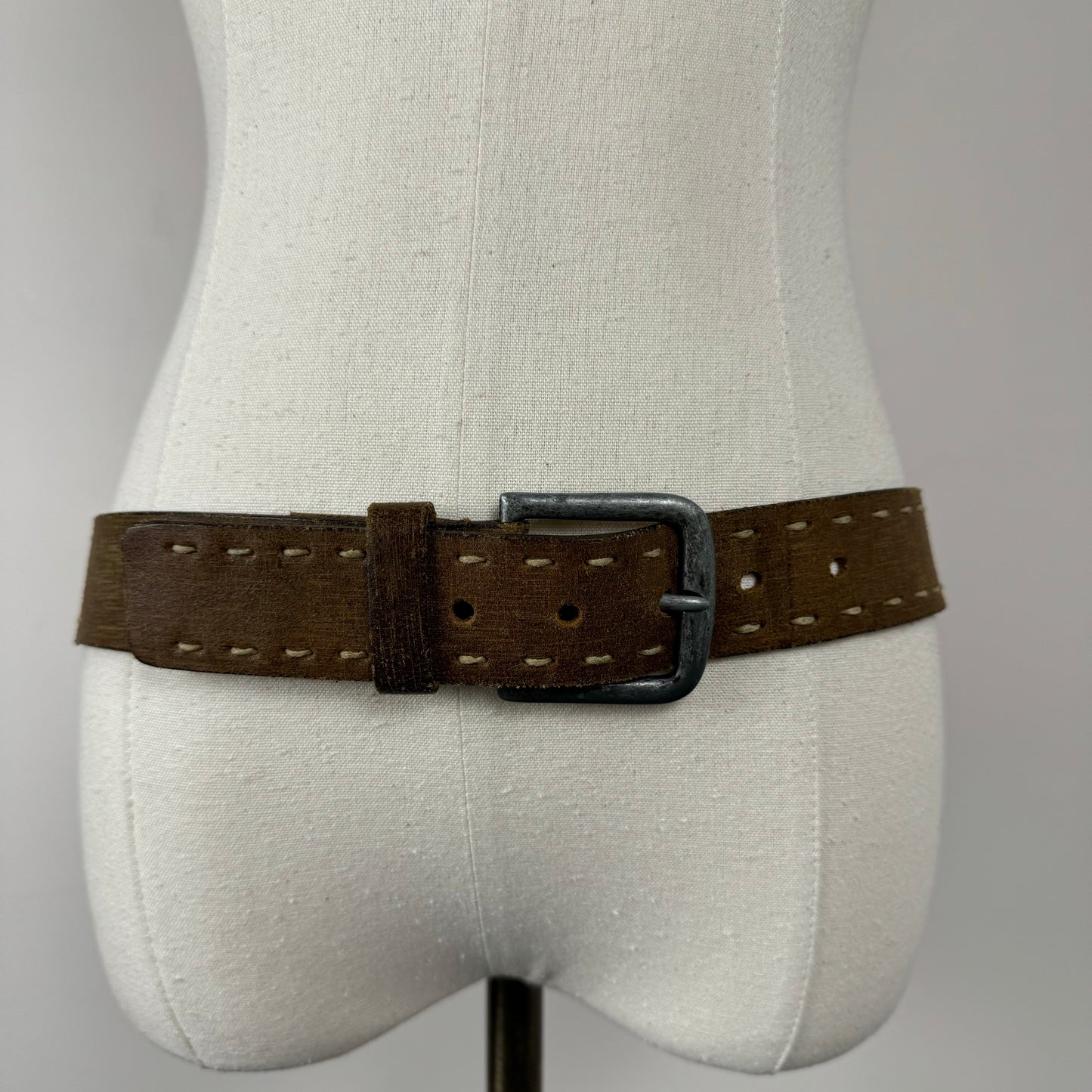 Vintage Faded Brown Leather Belt