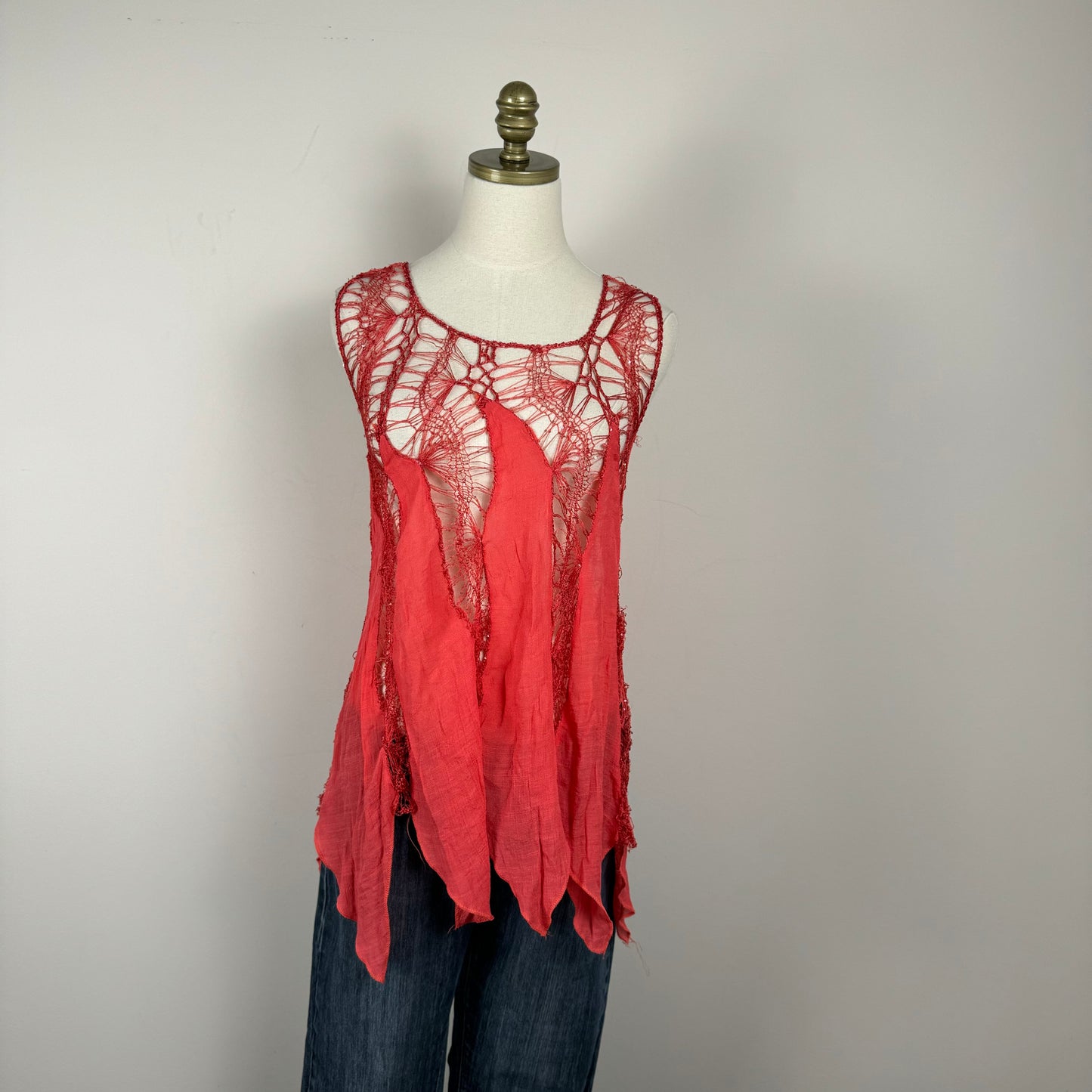 Open Knit Ruffled Flowy Top