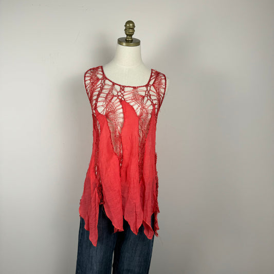 Open Knit Ruffled Flowy Top