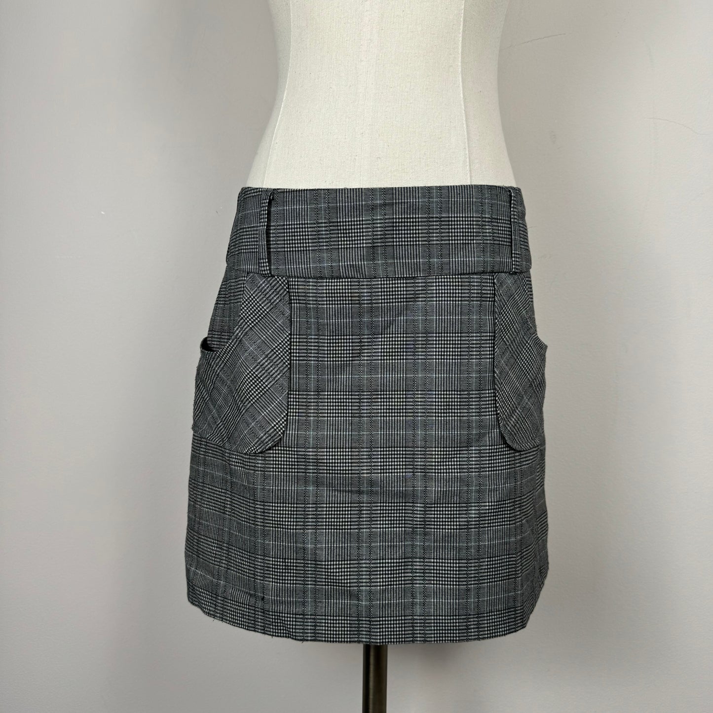 Grey Plaid Mini Skirt