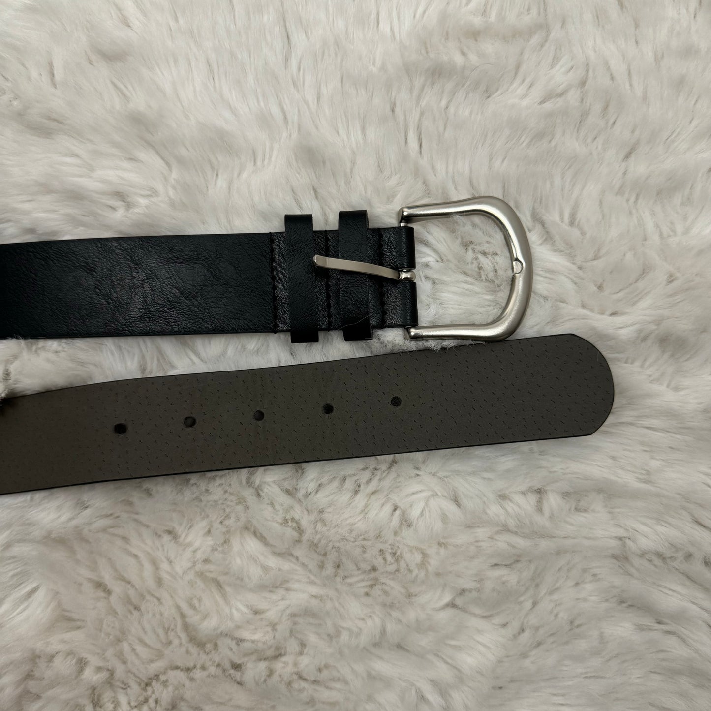 Black Leather Silver Buckle Belt