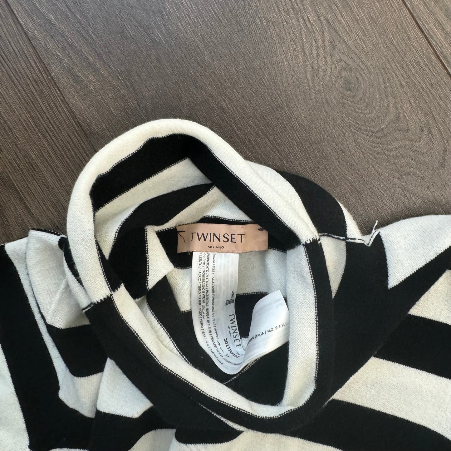 Black and White Striped Short Sleeve Knit Top