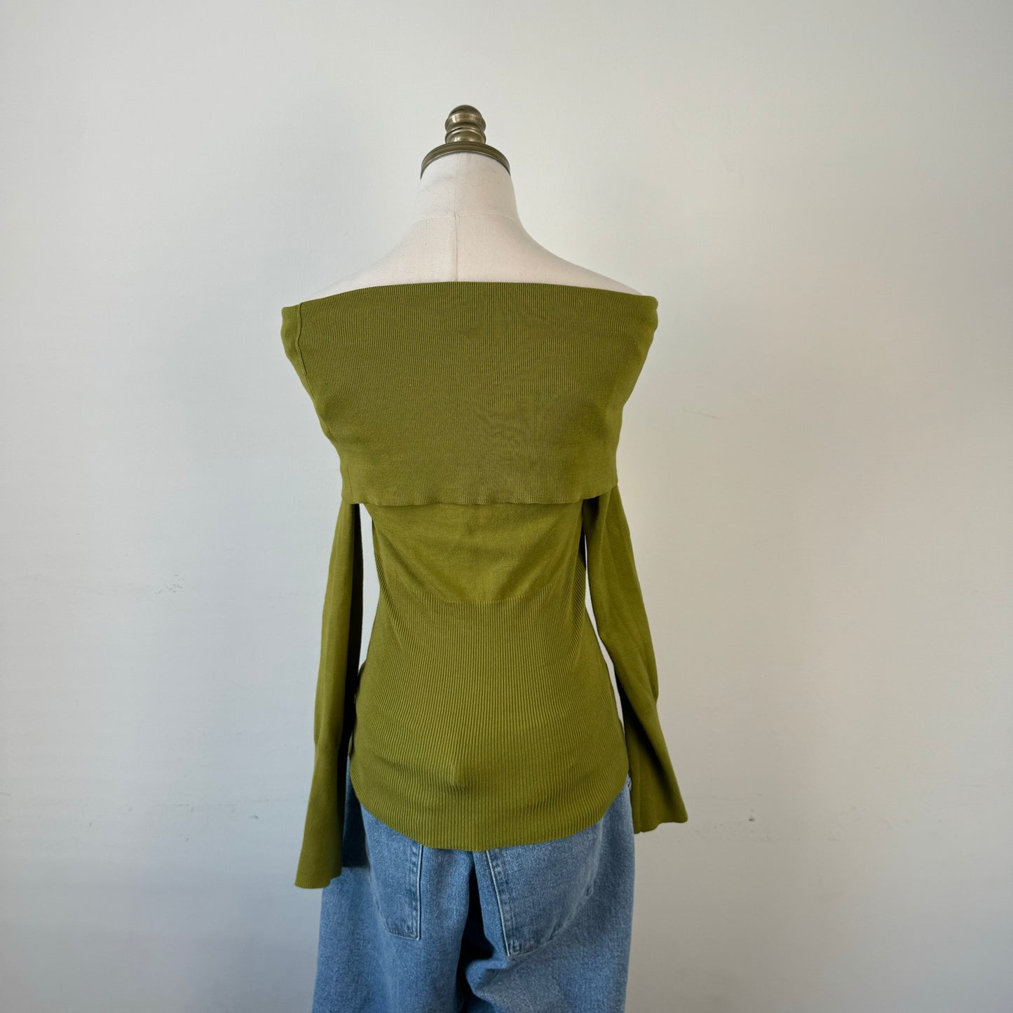 Charlotte Russe Green Off Shoulder Sweater