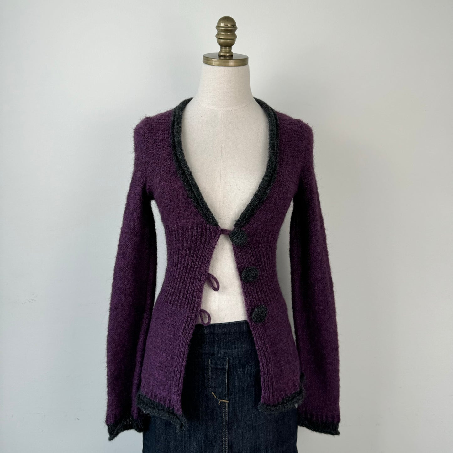 Fitted Purple Open Front Cardigan