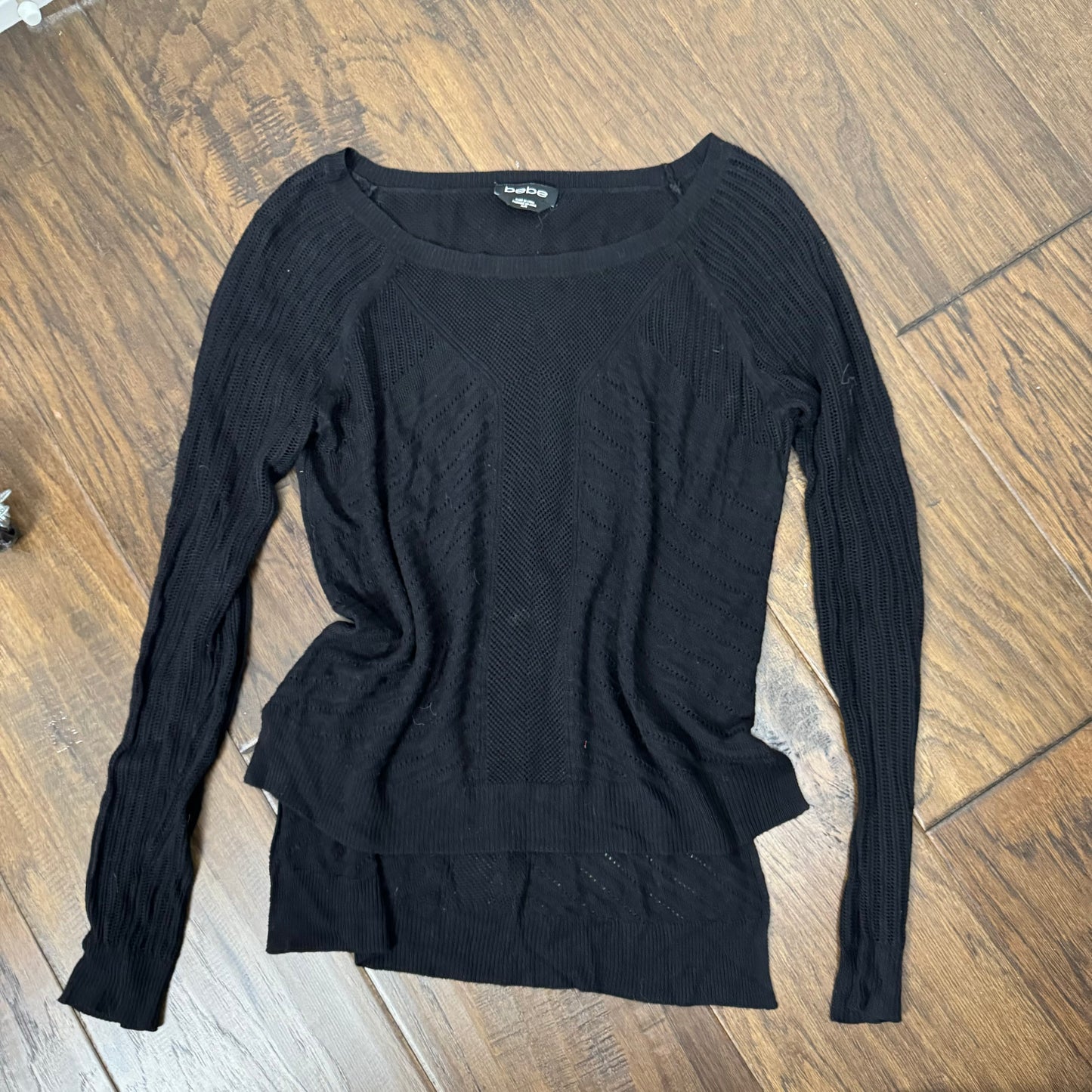 Bebe Black Open Knit Sweater