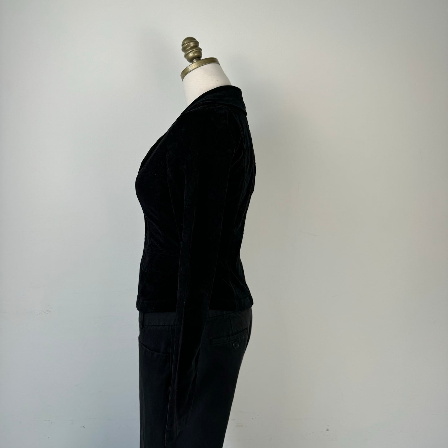 Black Corduroy Fitted Blazer Jacket