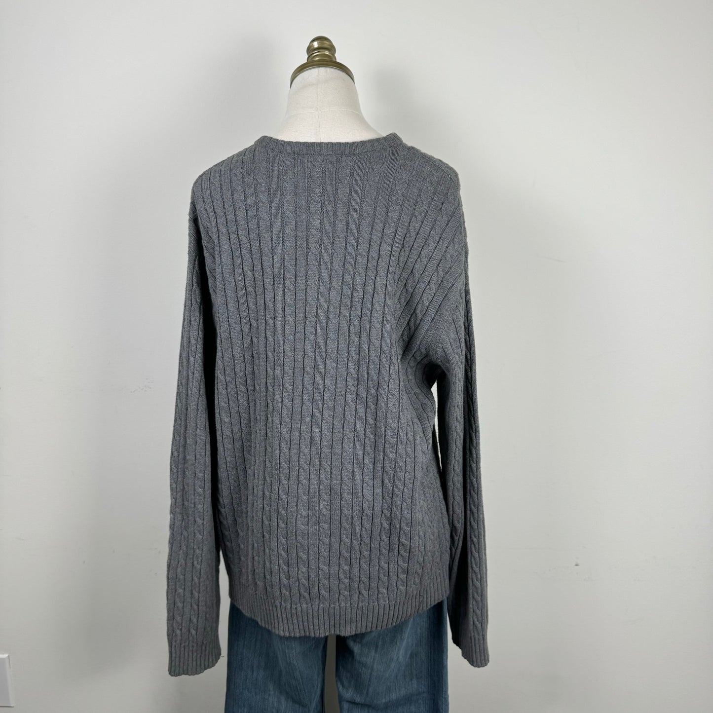 Grey Oversized Cable Knit Sweater
