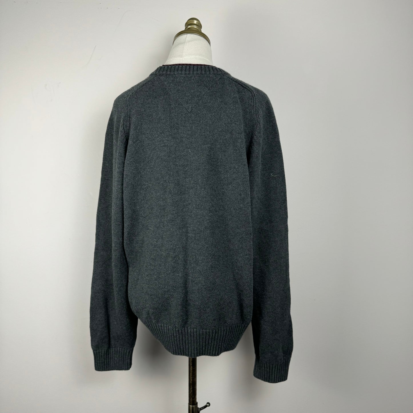 Tommy Dark Grey Oversized Knit Crewneck Sweater