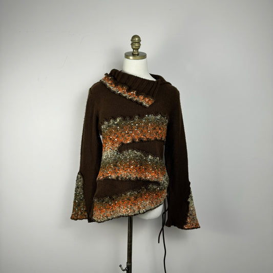 Vintage Patchwork Bell Sleeve Knit Sweater