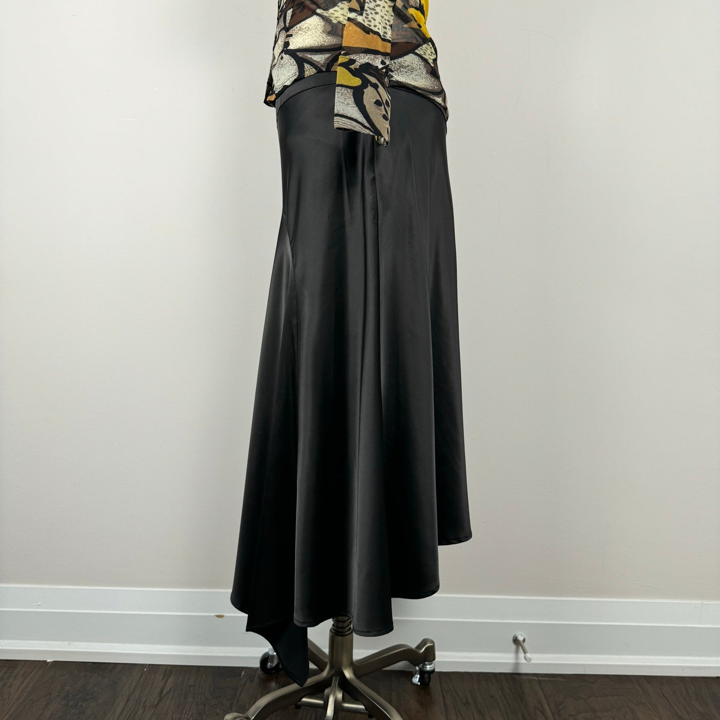 Vintage Silk Asymmetric Midi Skirt