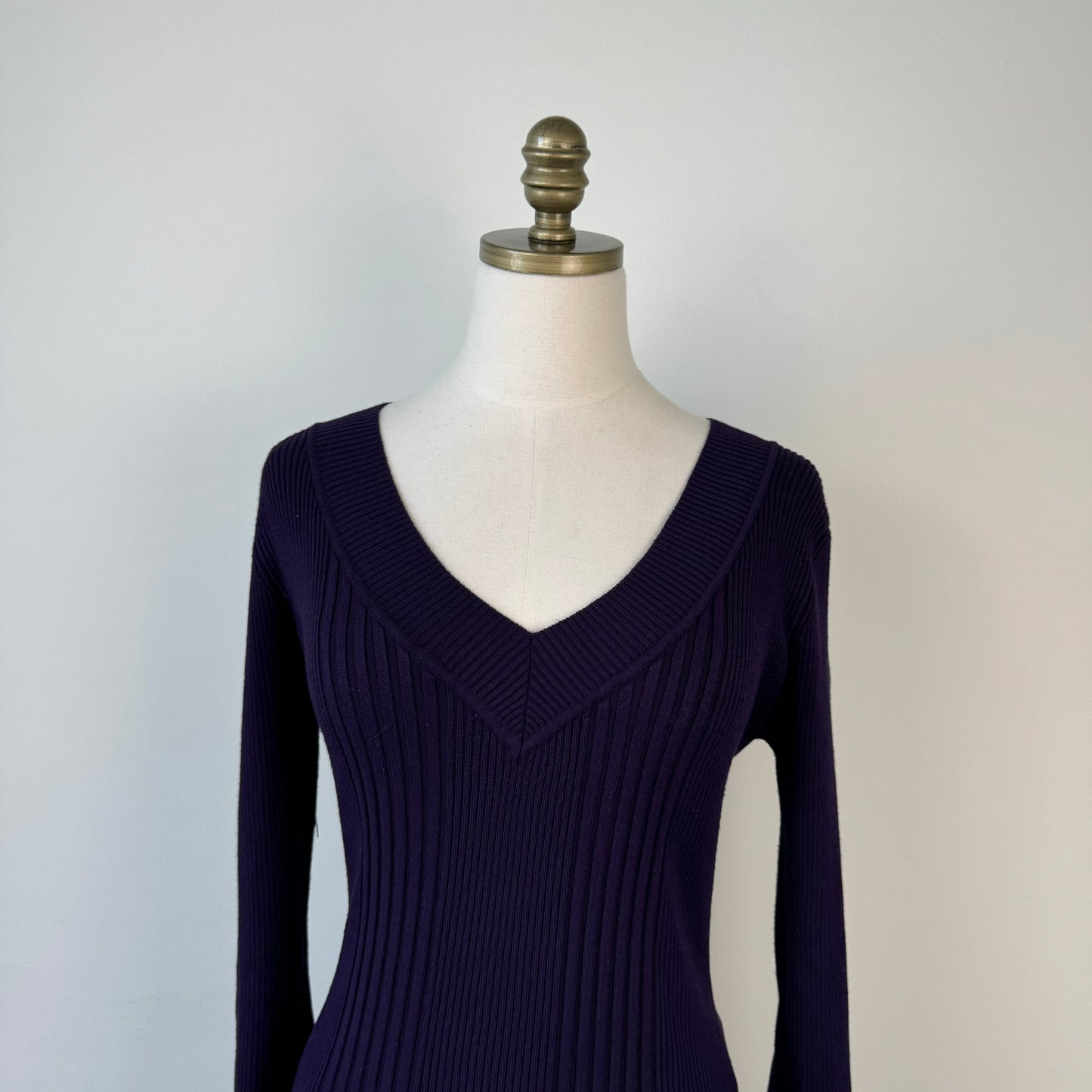 Deep Purple Ribbed Fitted Sweater