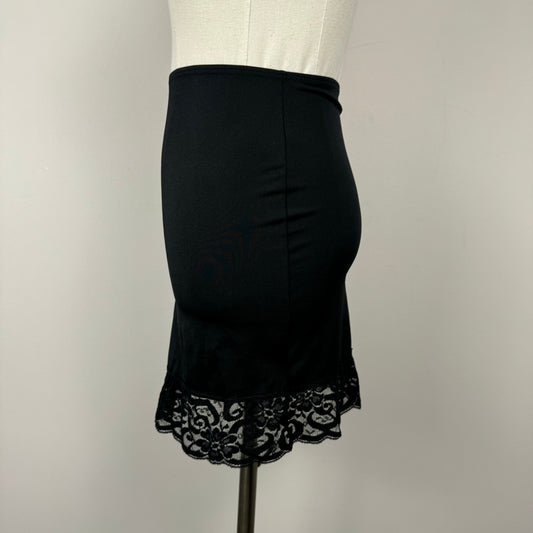 Black Lace Trim Mini Skirt