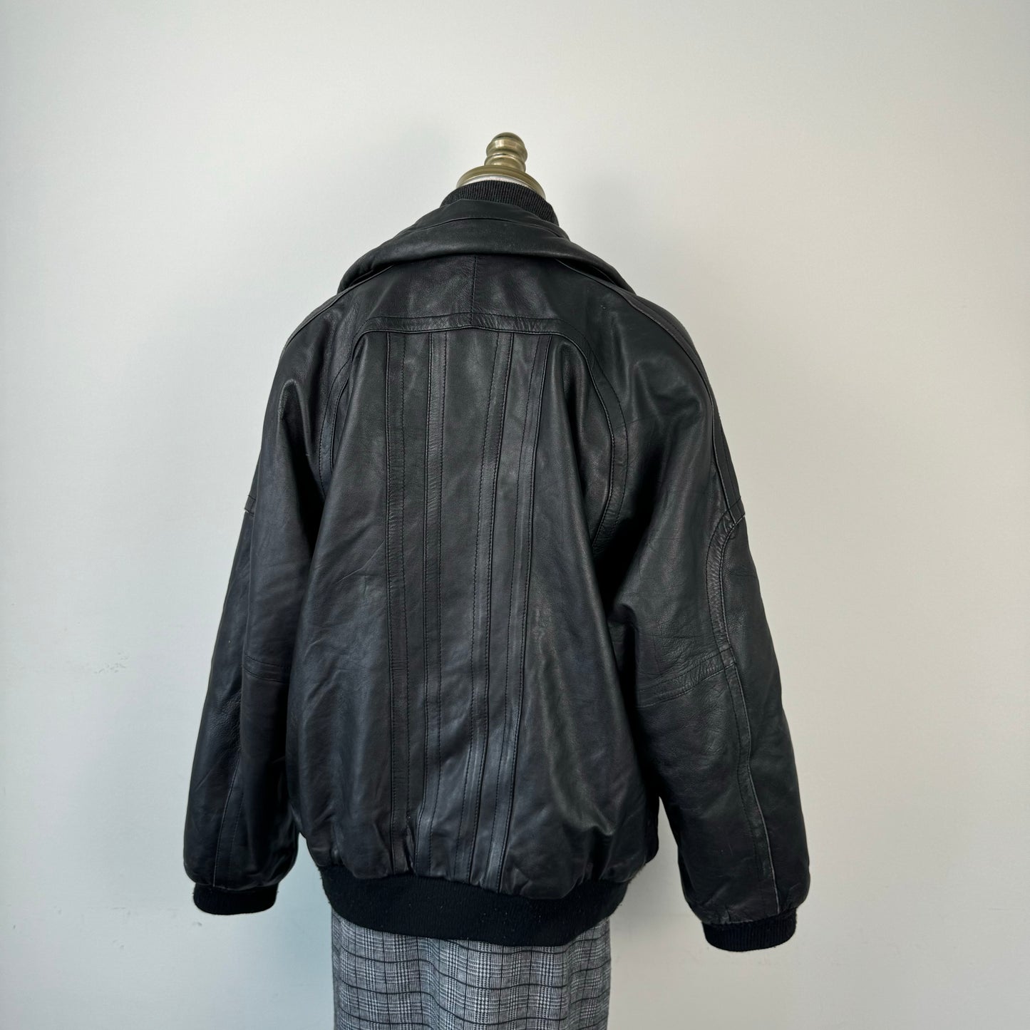 Black Genuine Leather Bomber Jacket