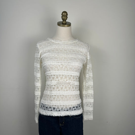 White Lace Long Sleeve Top