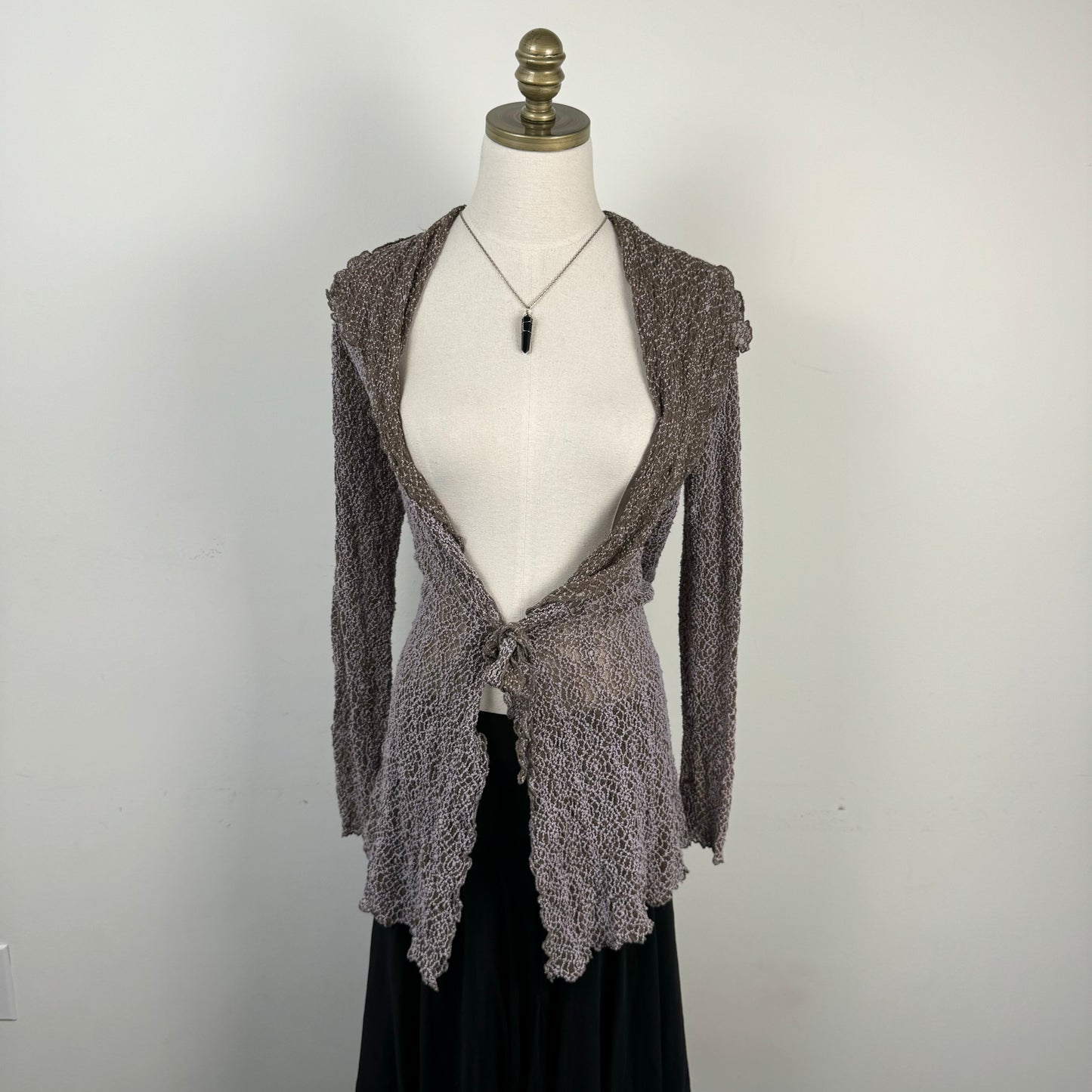 Fairy Mesh Lace Open Front Tie Up Cardigan