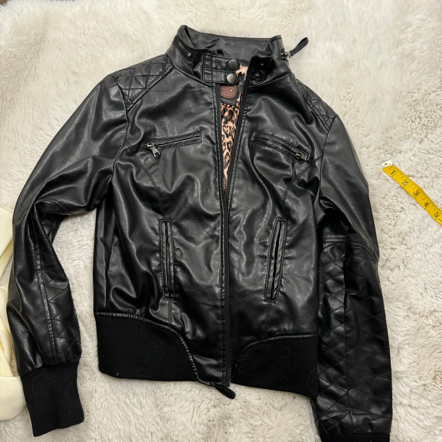 Vintage Black Leather Moto Jacket