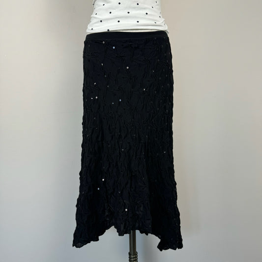 Vintage Black Midi Asymmetric Skirt