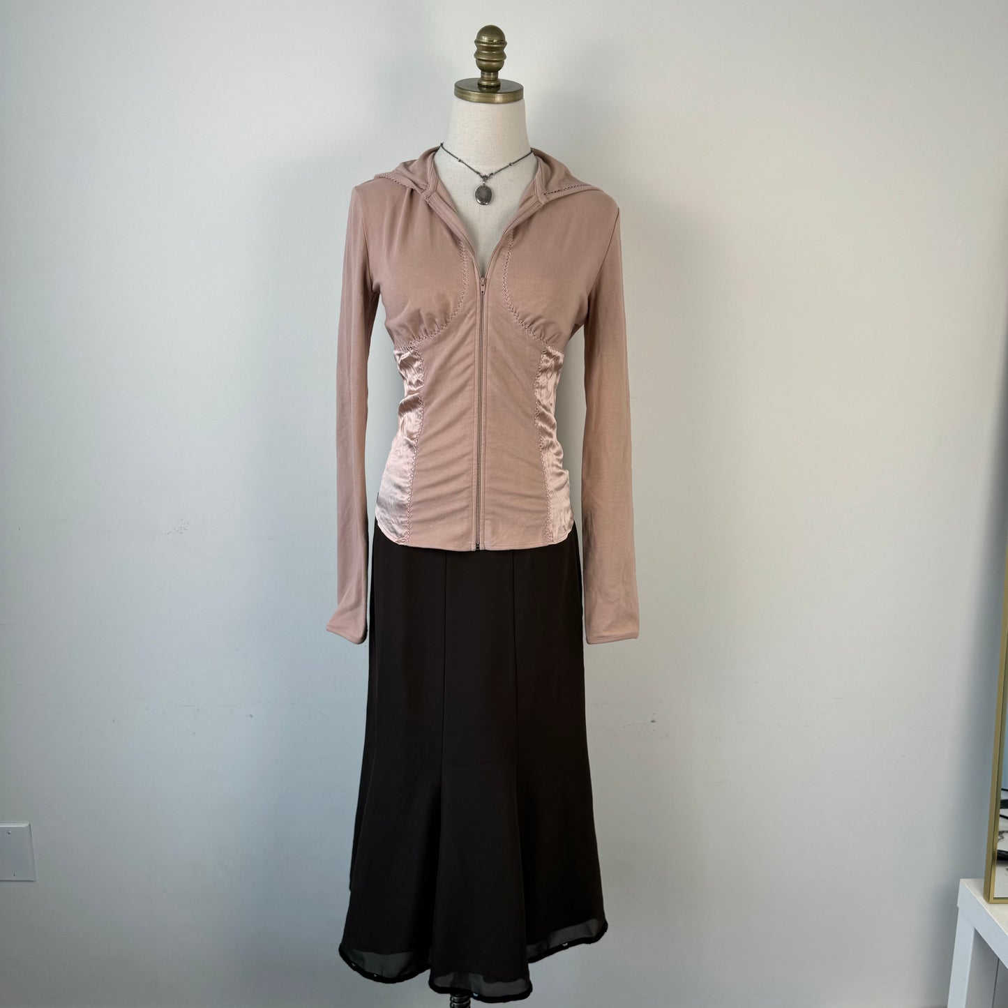 Rosy Pink Fitted Zip Up Sweater