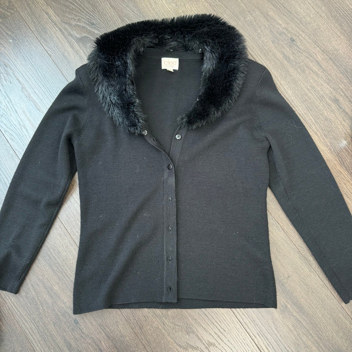 Vintage Fur Trim Button Up Cardigan