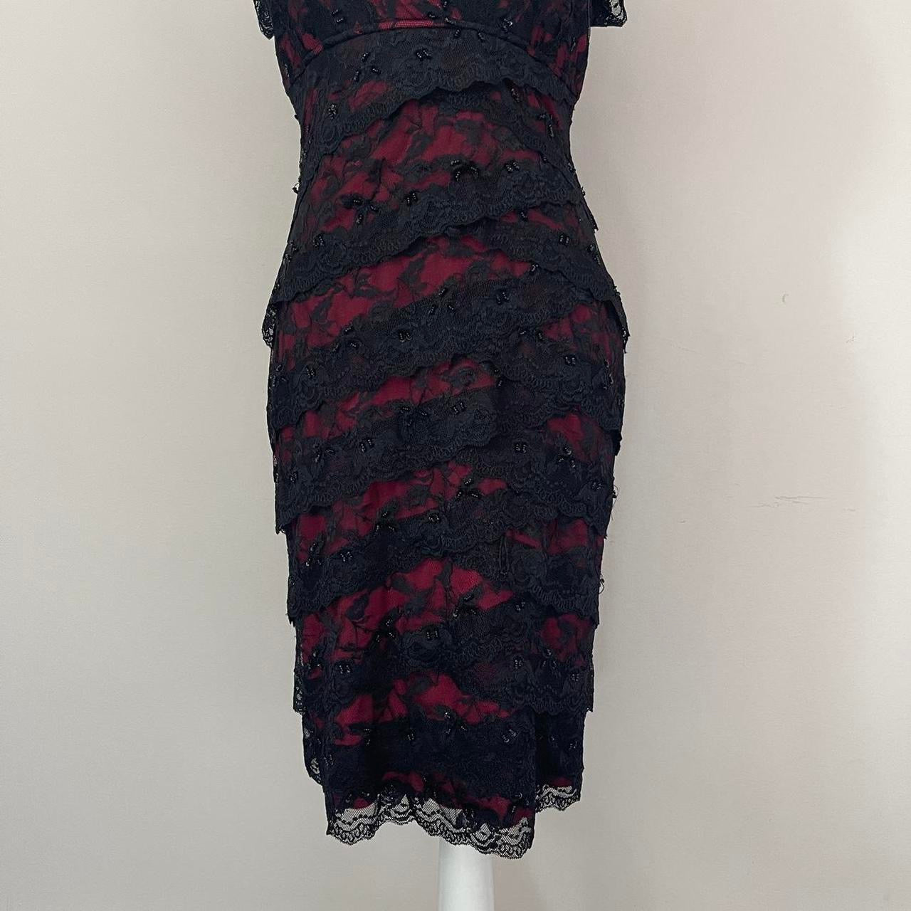 Vintage Layered Black Lace Midi Dress