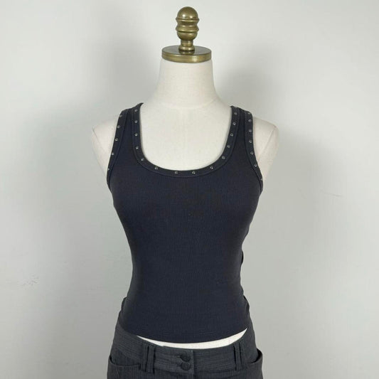 Grey Studded Knit Tank