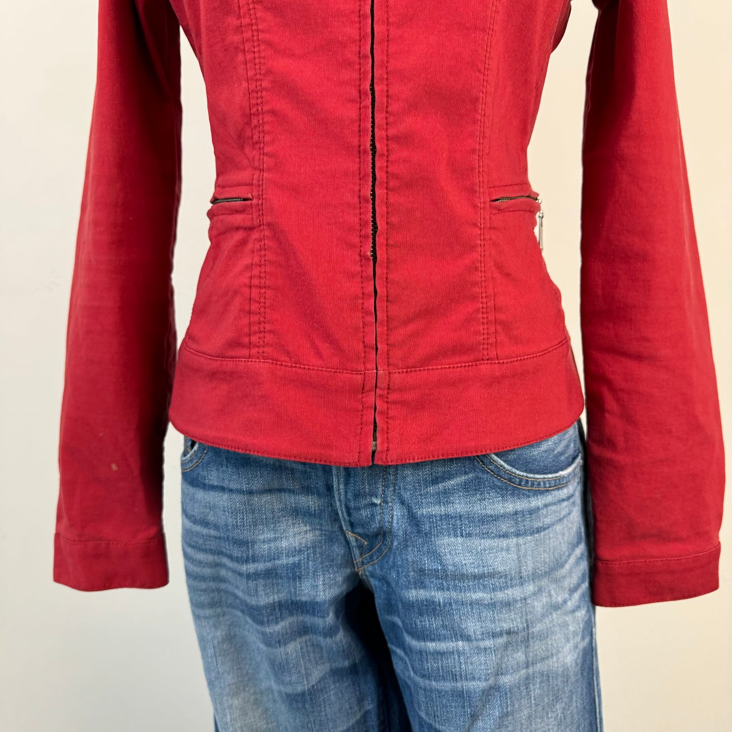 Red Fitted Moto Jacket