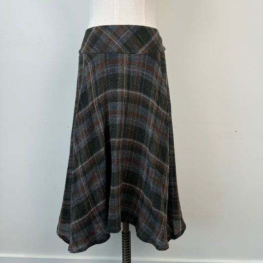 Vintage Plaid Wool Blend Midi Skirt