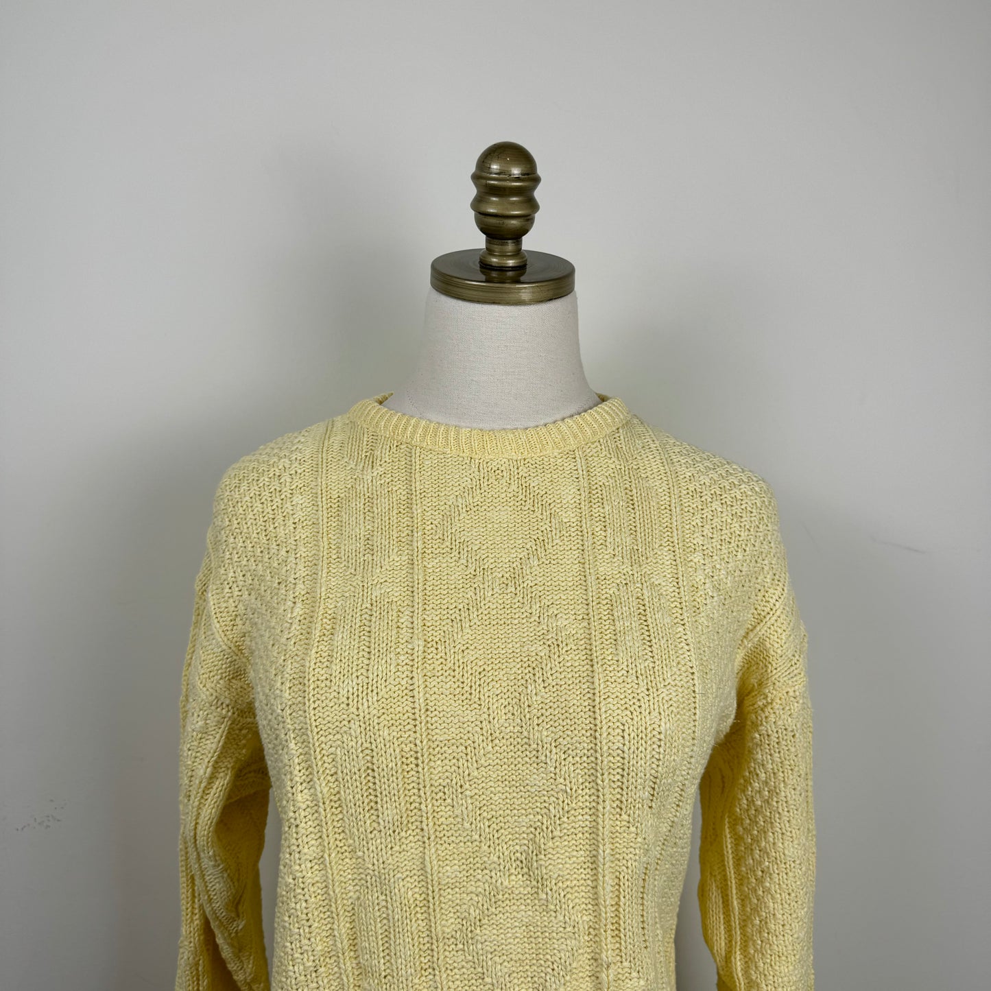 Vintage Yellow Cable Knit Crewneck Sweater