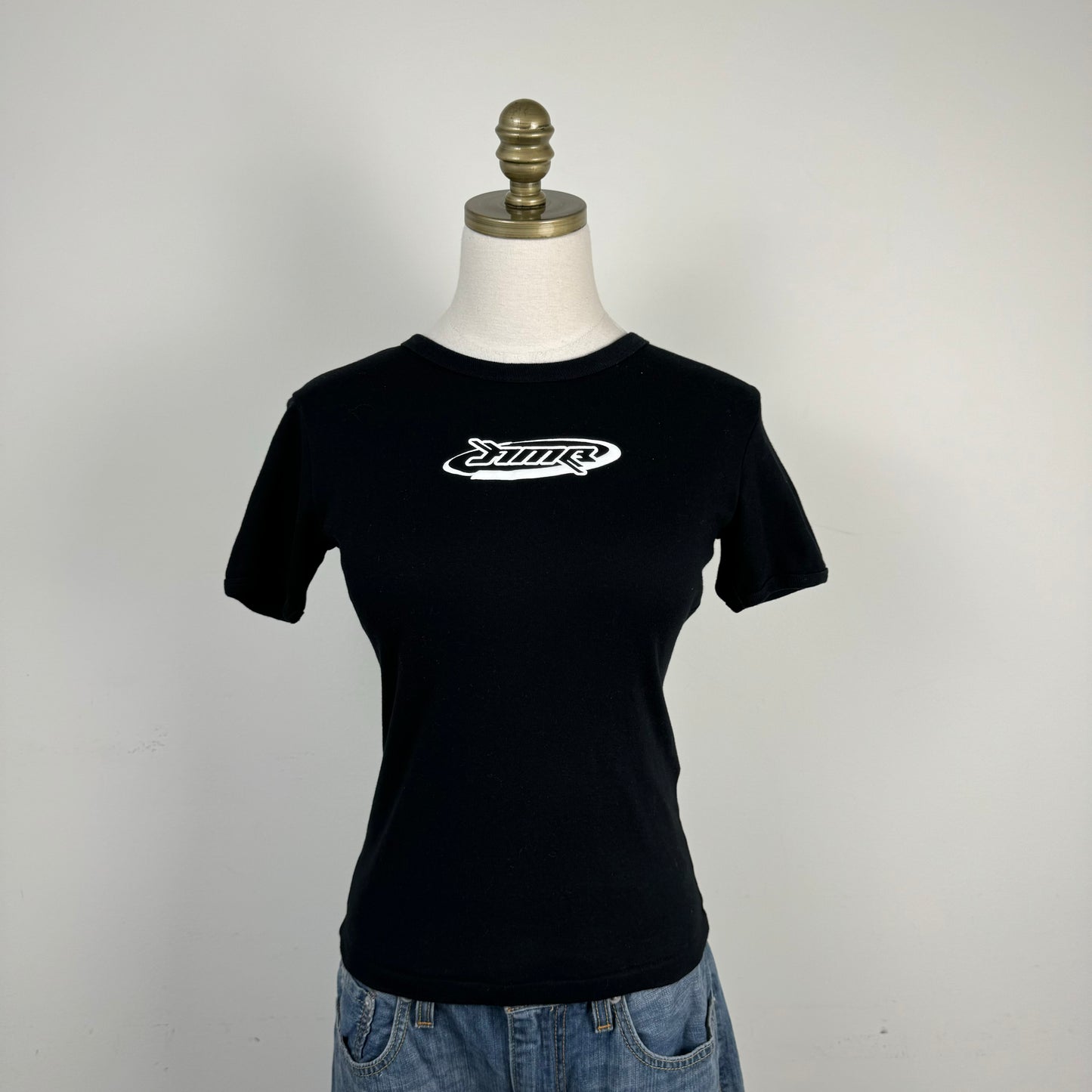 Black Graphic Fitted Baby Tee