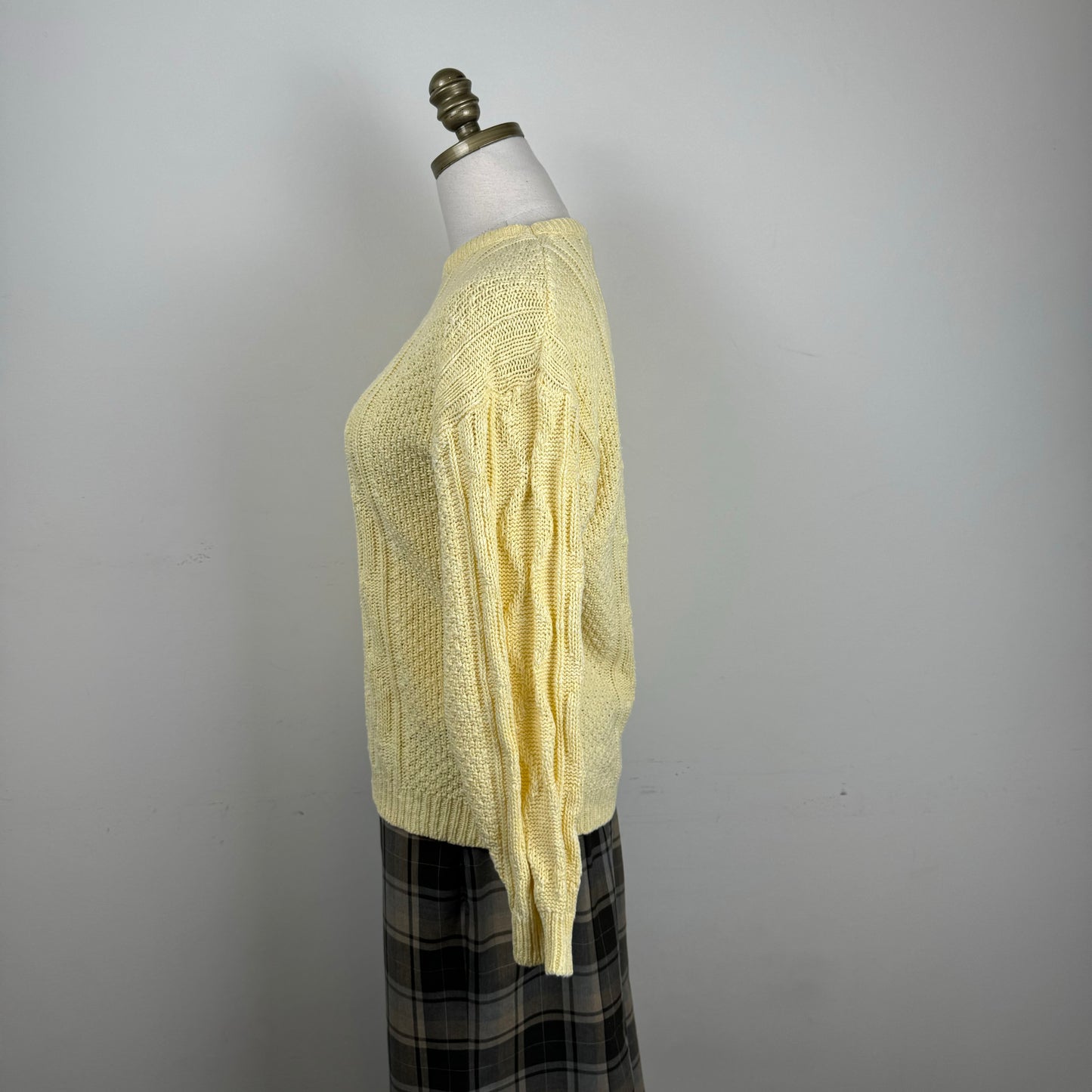 Vintage Yellow Cable Knit Crewneck Sweater