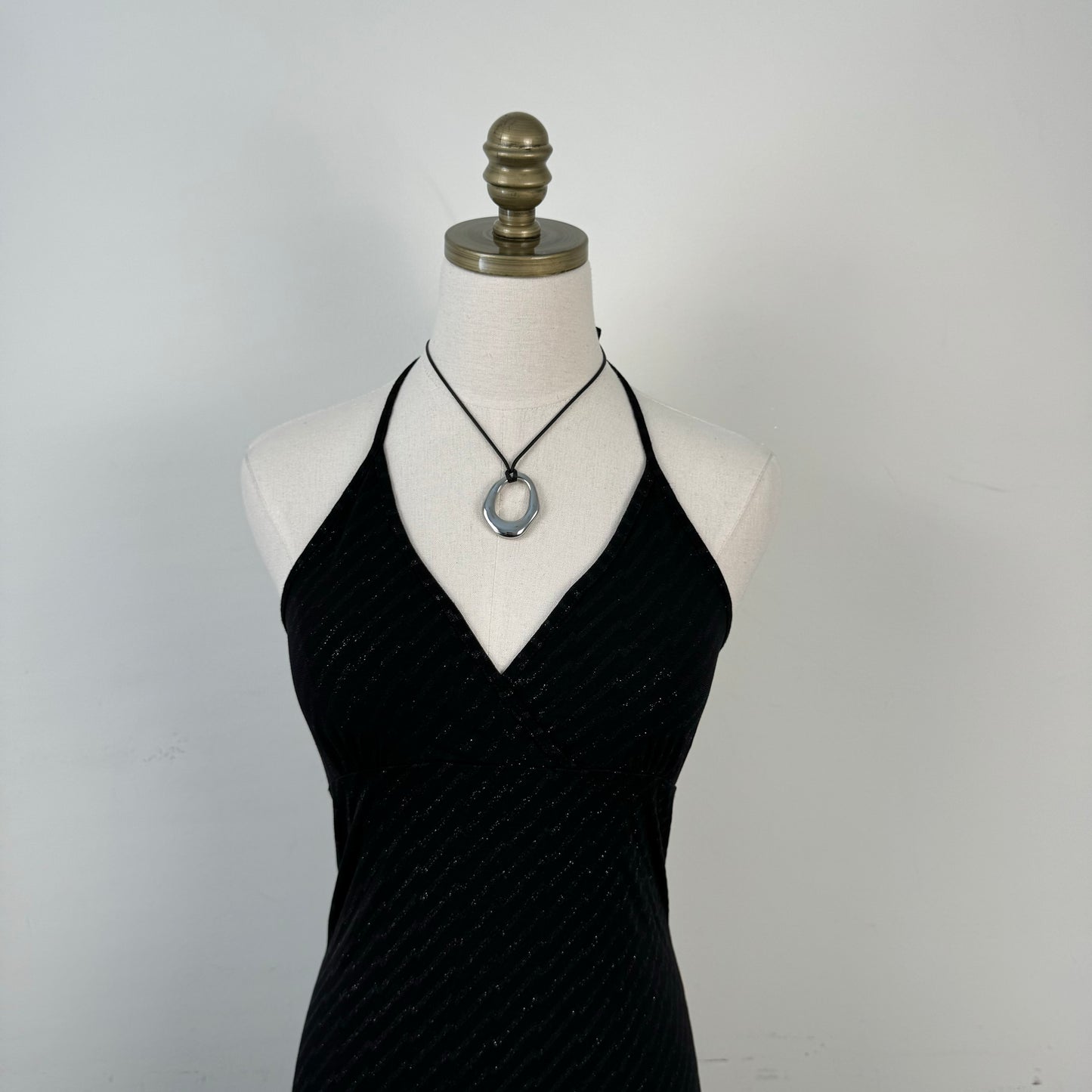 Black Halter Babydoll Midi Dress