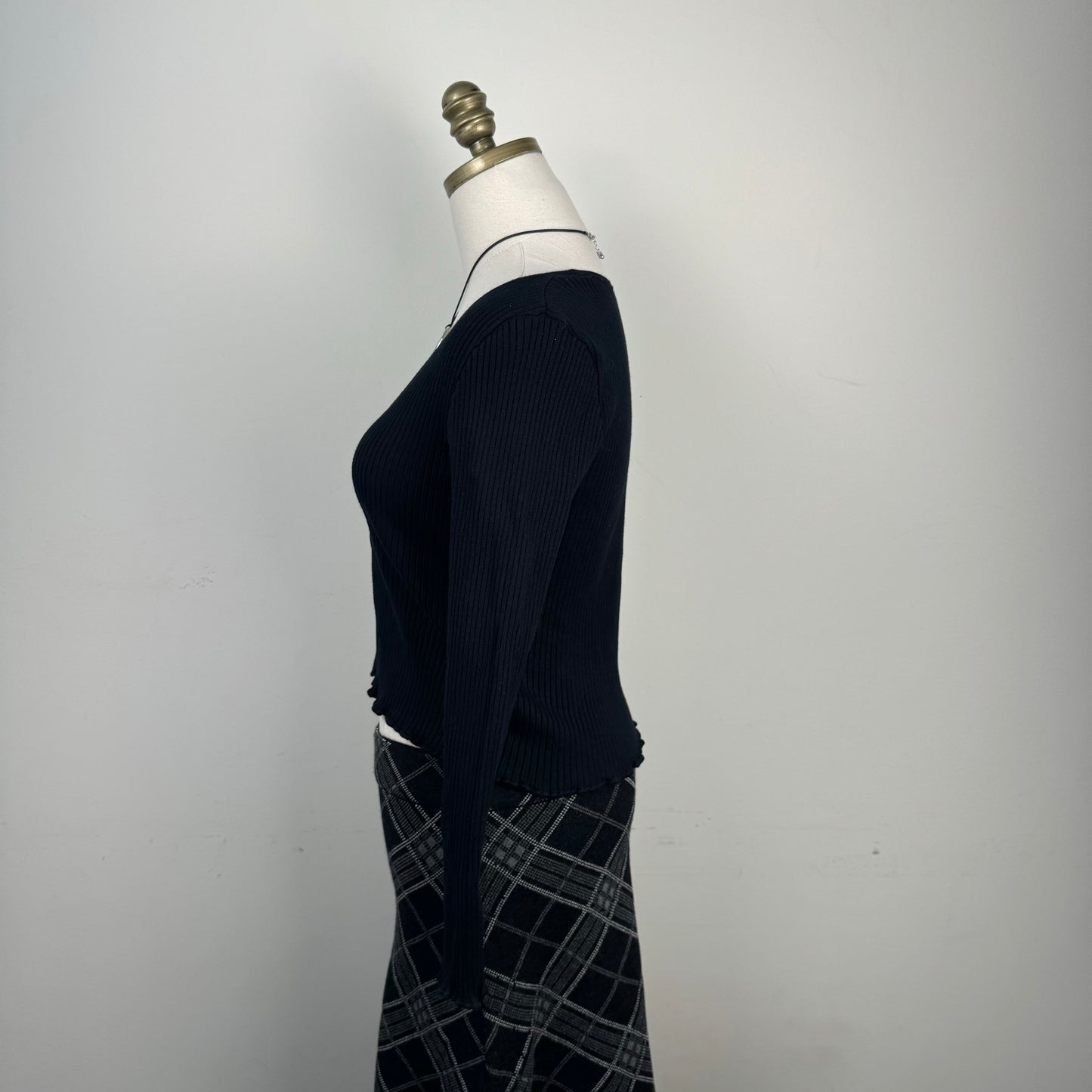 Black Open Front Tie Up Fitted Cardigan