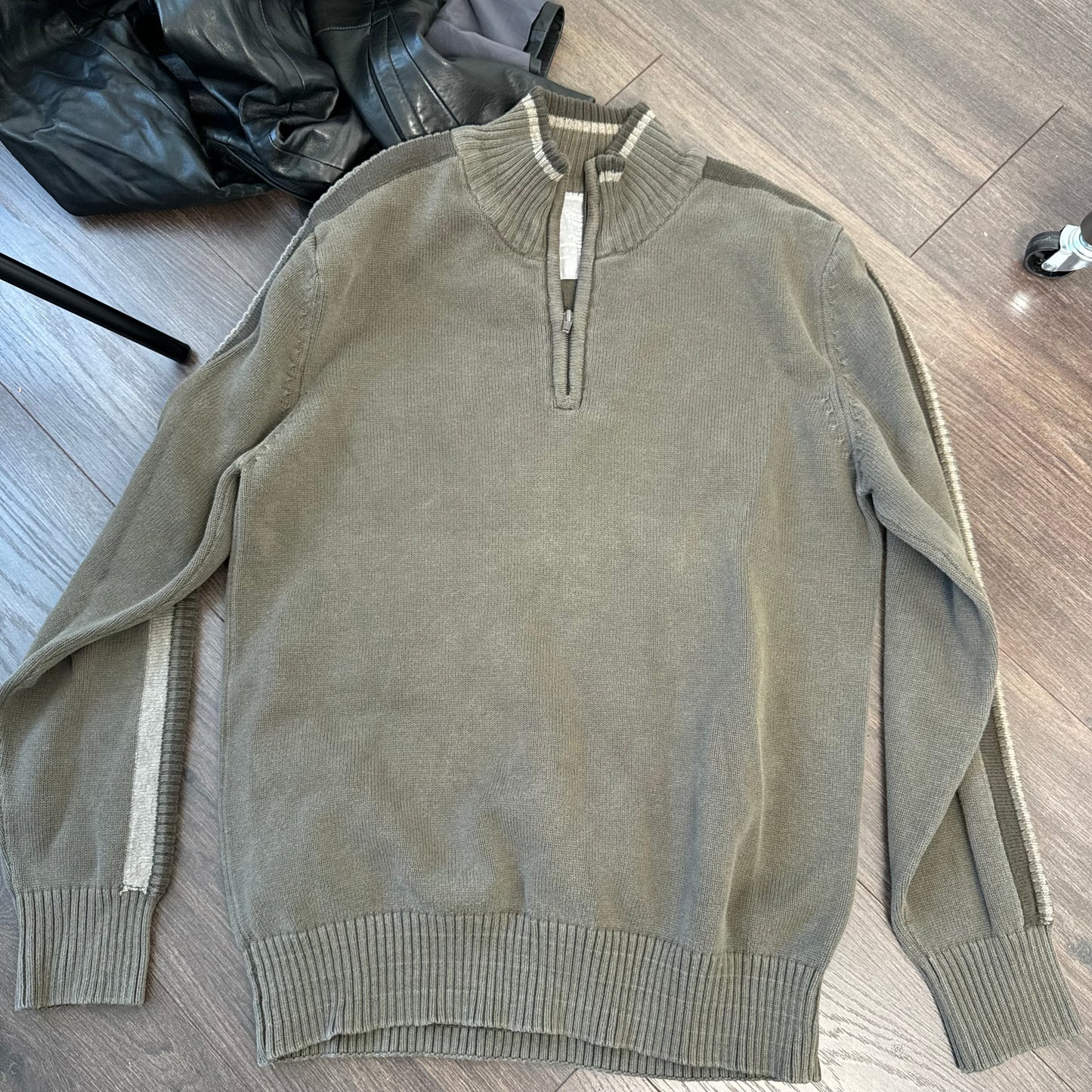 Vintage Oversized Khaki Quarter Zip Sweater