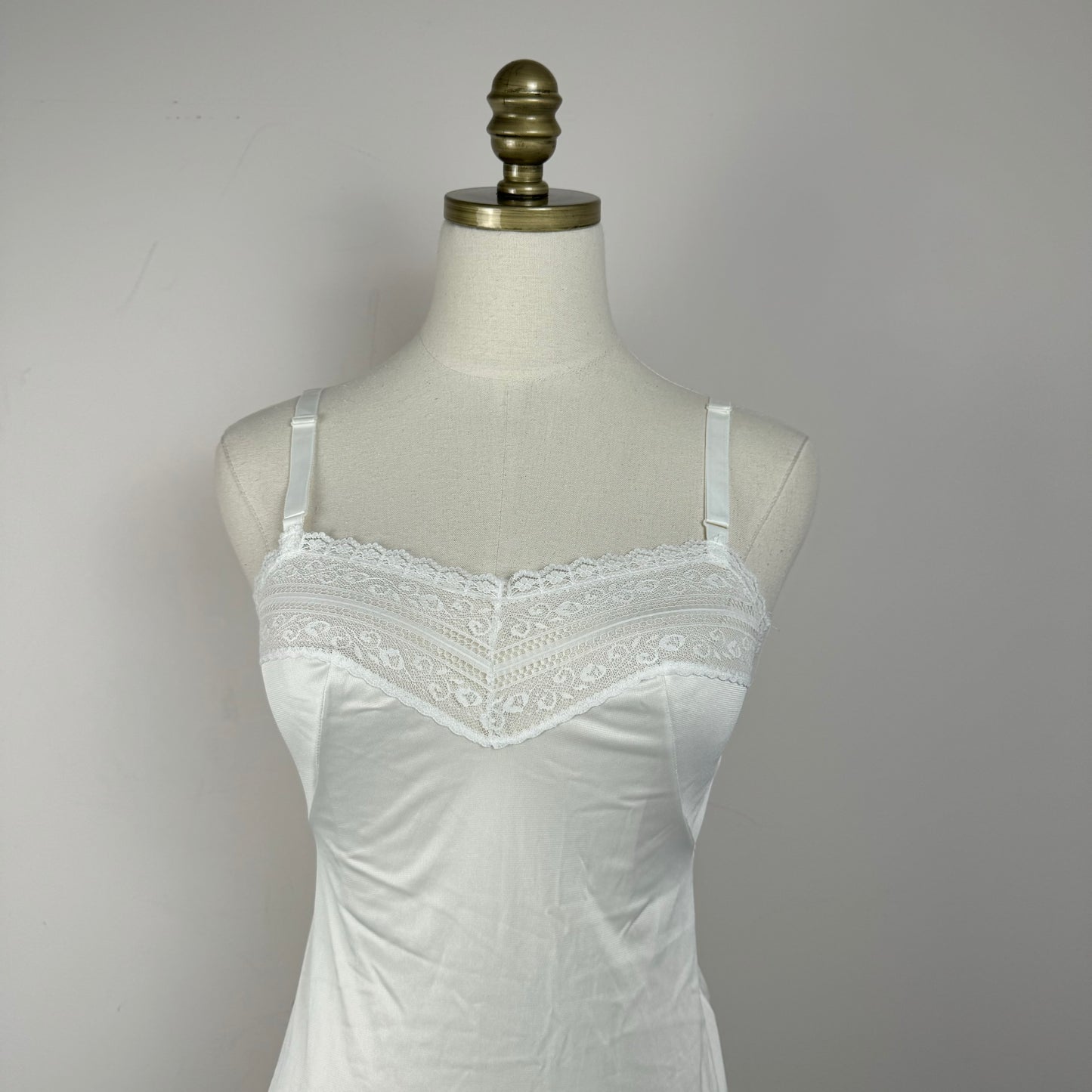 Vintage Lace Trim Cream Slip Dress